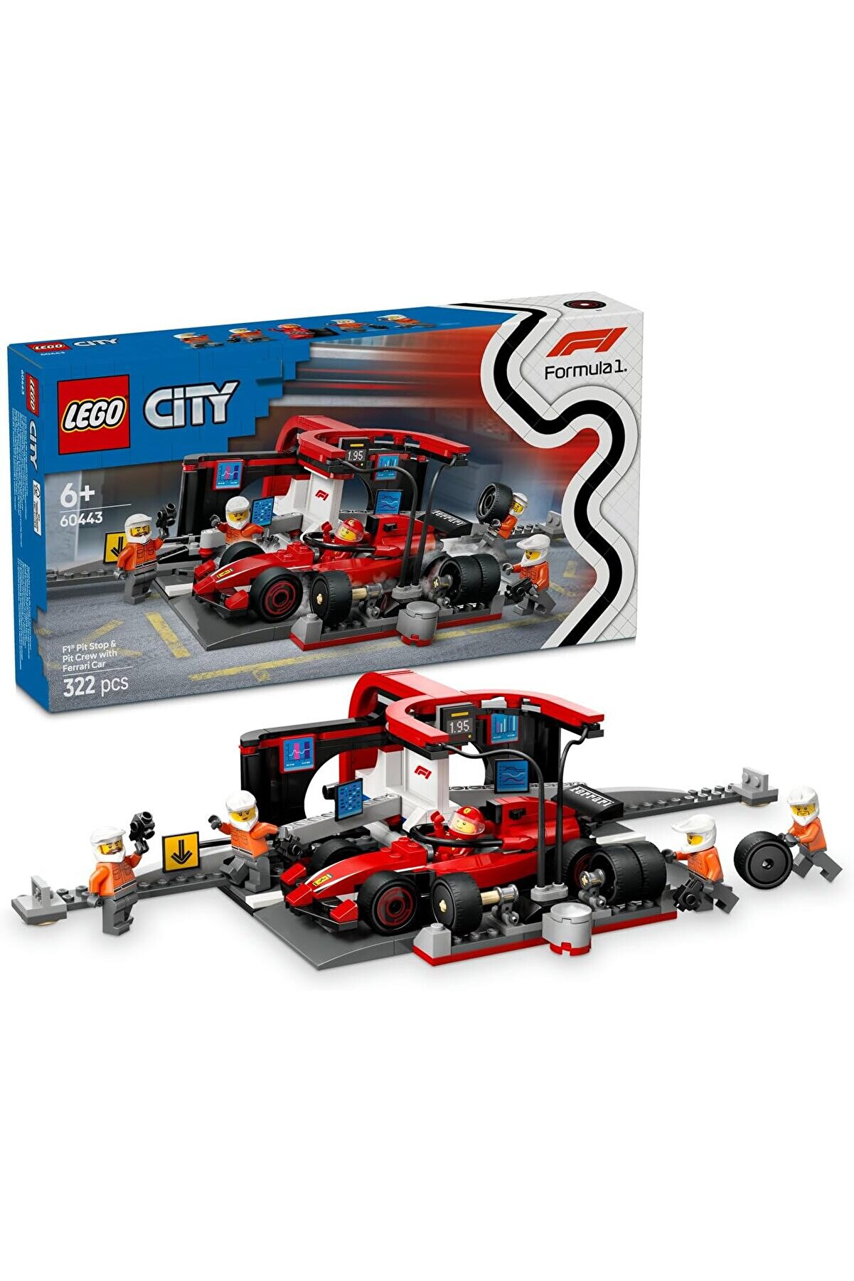 STOREMAX pltnstoreshop City Ferrari Arabalı F1 Pit Stop ve Pit Ekibi 60443-6 Yaş ve Üzeri Çocuklar için Yarış