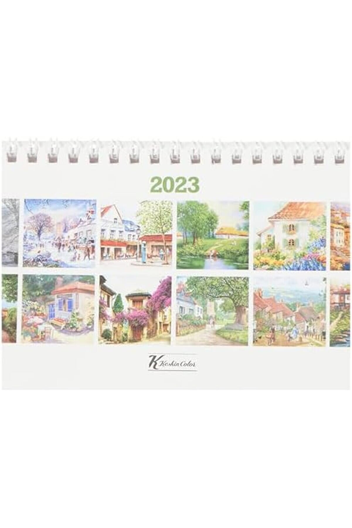 Modashi̇ne 2023 Mtk-807 Karton Üçgen Masa Takvi̇m Kasabadan Manzaralar Modascope 1014773