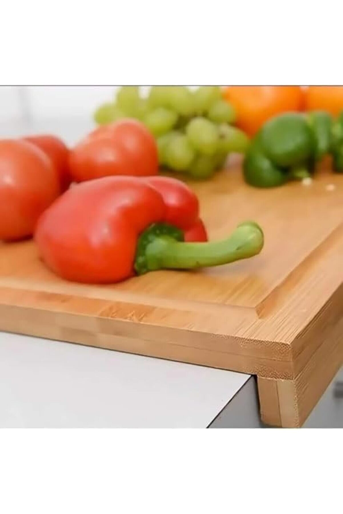 Shopverse Tezgah Üstü Büyük Boy Bambu Kesme Tahtası – 45×35 Cm Kaymaz, Kenarlı, Ve Hi̇