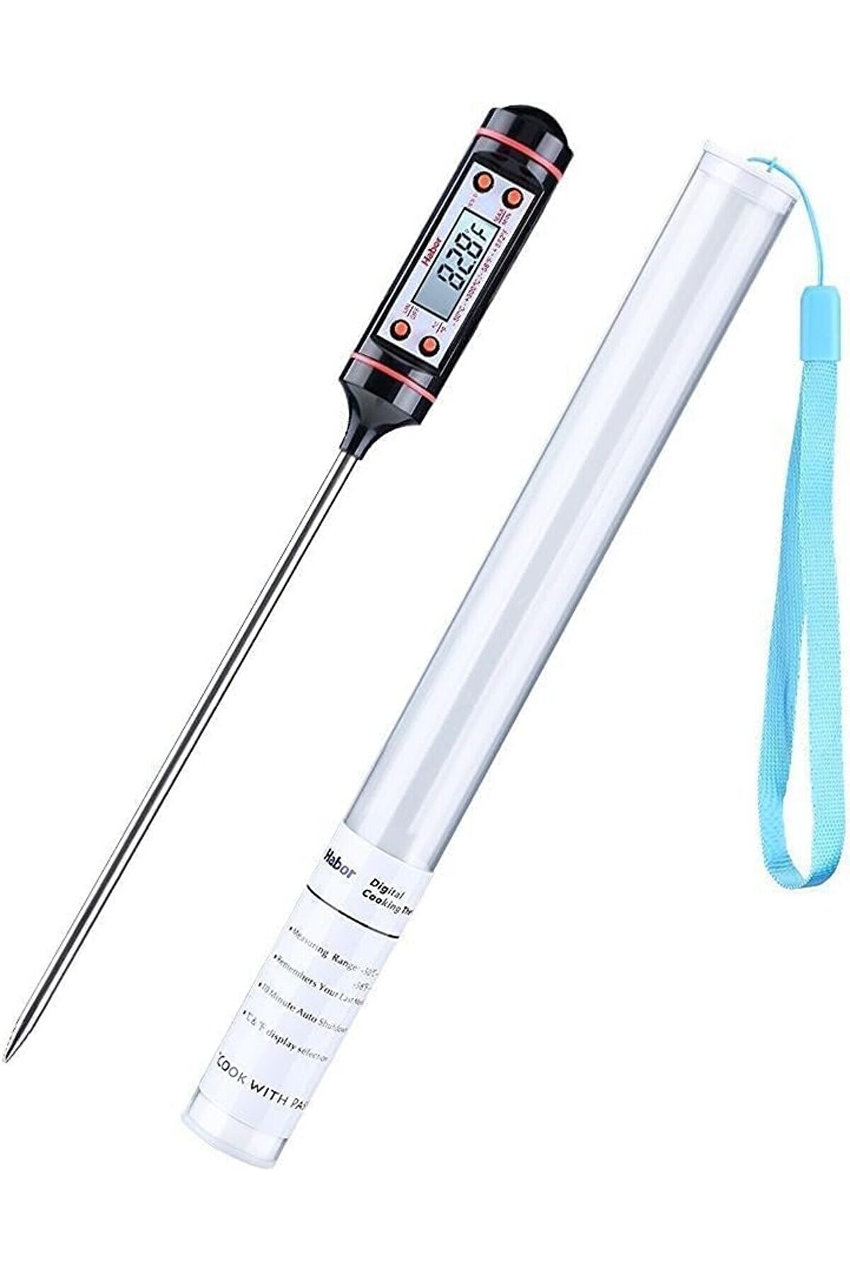 Mutfak Termometresi̇ – 3 Sani̇yede Hızlı Okuma | Katlanabi̇li̇r Çeli̇k Prob, Lcd Ekranlı Et, Şeker, Yağ,