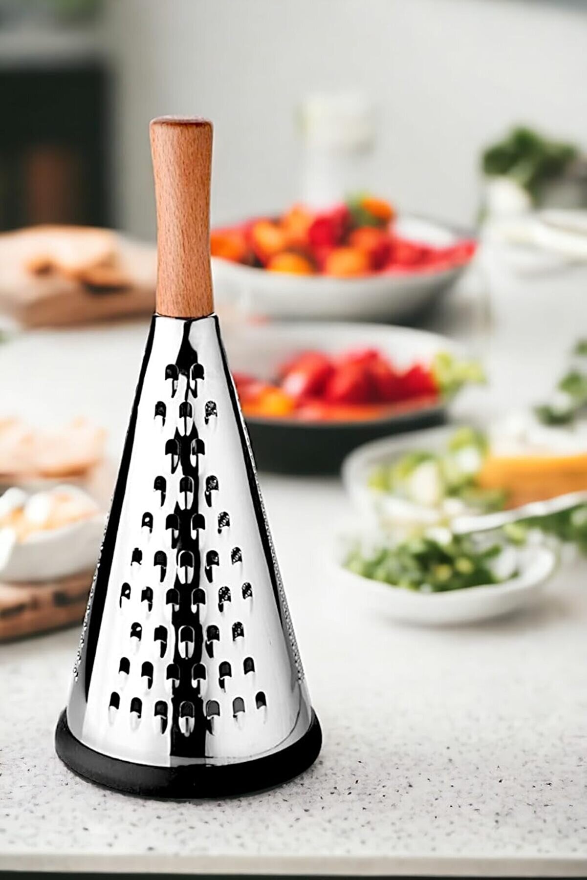 STOREMAX modashine Ahşap Tutuculu 3 Taraflı Paslanmaz Çelik Lüks Şef Rendesi Büyük Boy 30 * 13cm, Ahşap Saplı