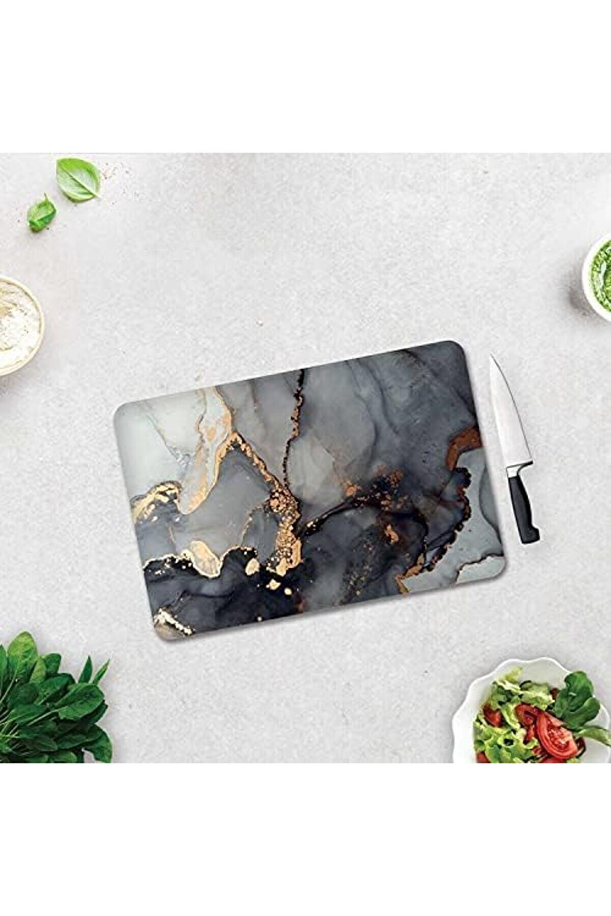 Modashi̇ne Cam Kesme Tahtası - Cam Kesme Tablası | Mermer Görünümlü (30Cm X 40Cm) Modascope 1014773