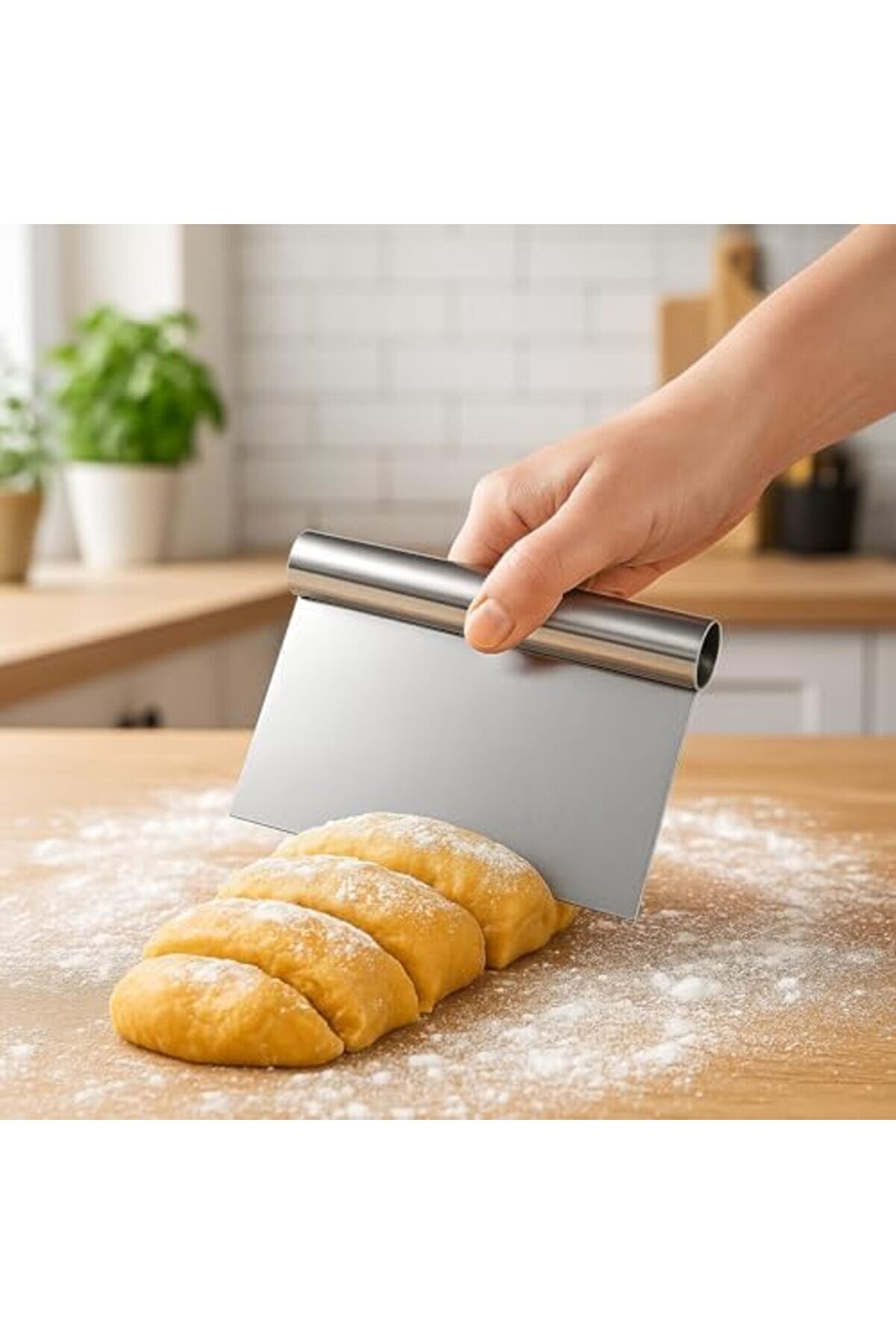 Paslanmaz &Ccedil;eli̇k Hamur Kazıyıcı, Ergonomi̇k Saplı, &Ccedil;ok Ama&ccedil;lı Hamur Kesi̇ci̇ Ve Tezgah Temi̇zleyi̇ci̇ Mutfa