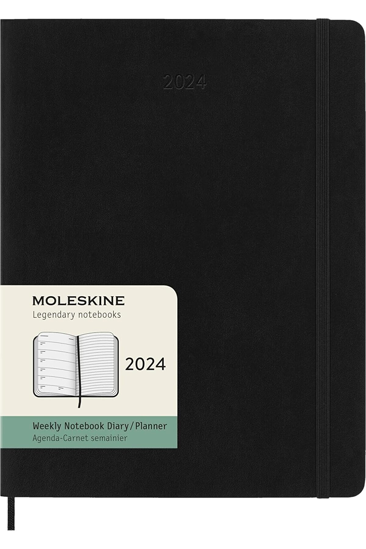 STOREMAX modashine Haftalık planlayıcı, notlar için yerli, 12 ay 2024, ajanda 2024, XL 19 x 25, kilitli yumuş