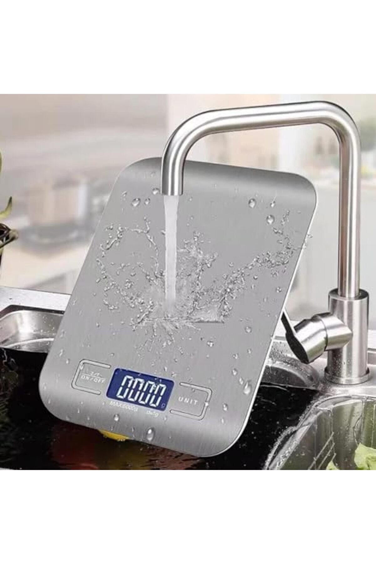 Modashi̇ne Mutfak Terazi̇si̇ - Paslanmaz Çeli̇k Yüzeyli̇ Mutfak Tartısı - Dara İşlevi̇, Lcd Ekran, 5 Bi̇ri̇m