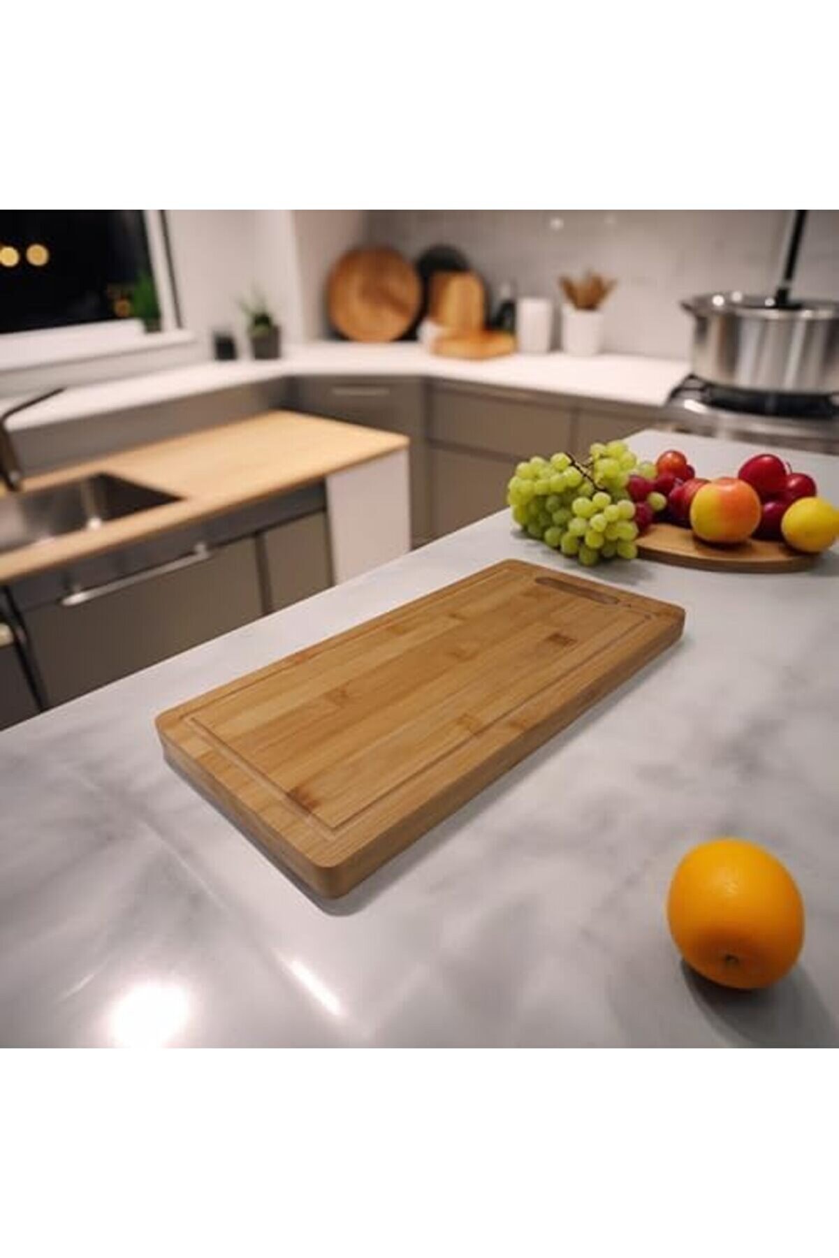 Mrtshoppng Kalın Bambu Kesme Tahtası - Büyük Boy Yıkanabi̇li̇r Doğrama Tahtası (Düz-37