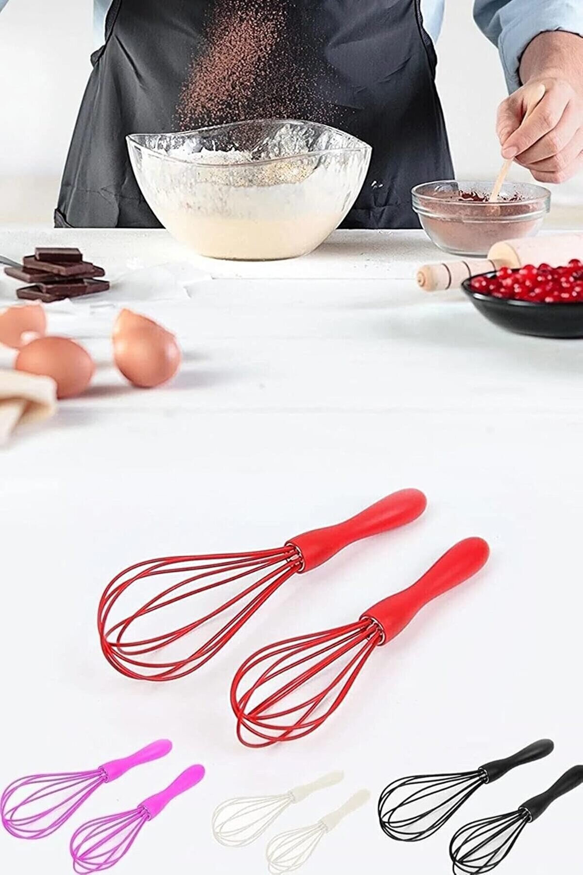 STOREMAX modashine 2'li Silikon Yumurta Puding Sos Kremşanti Çırpma Teli Çırpıcı modascope 1014773