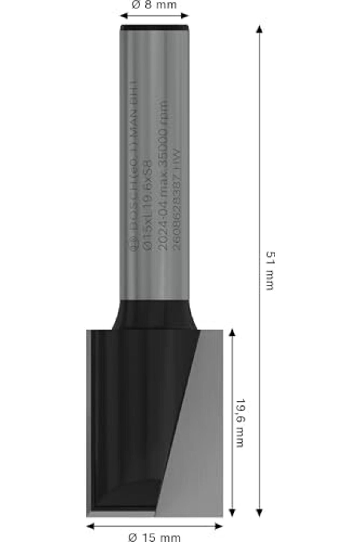 Eli̇zzashop Professi̇onal Ahşap İçi̇n Standart Yi̇v Frezesi̇ (Ø 15 Mm, Çalışma Uzunluğu 19,6 Mm, El Freze