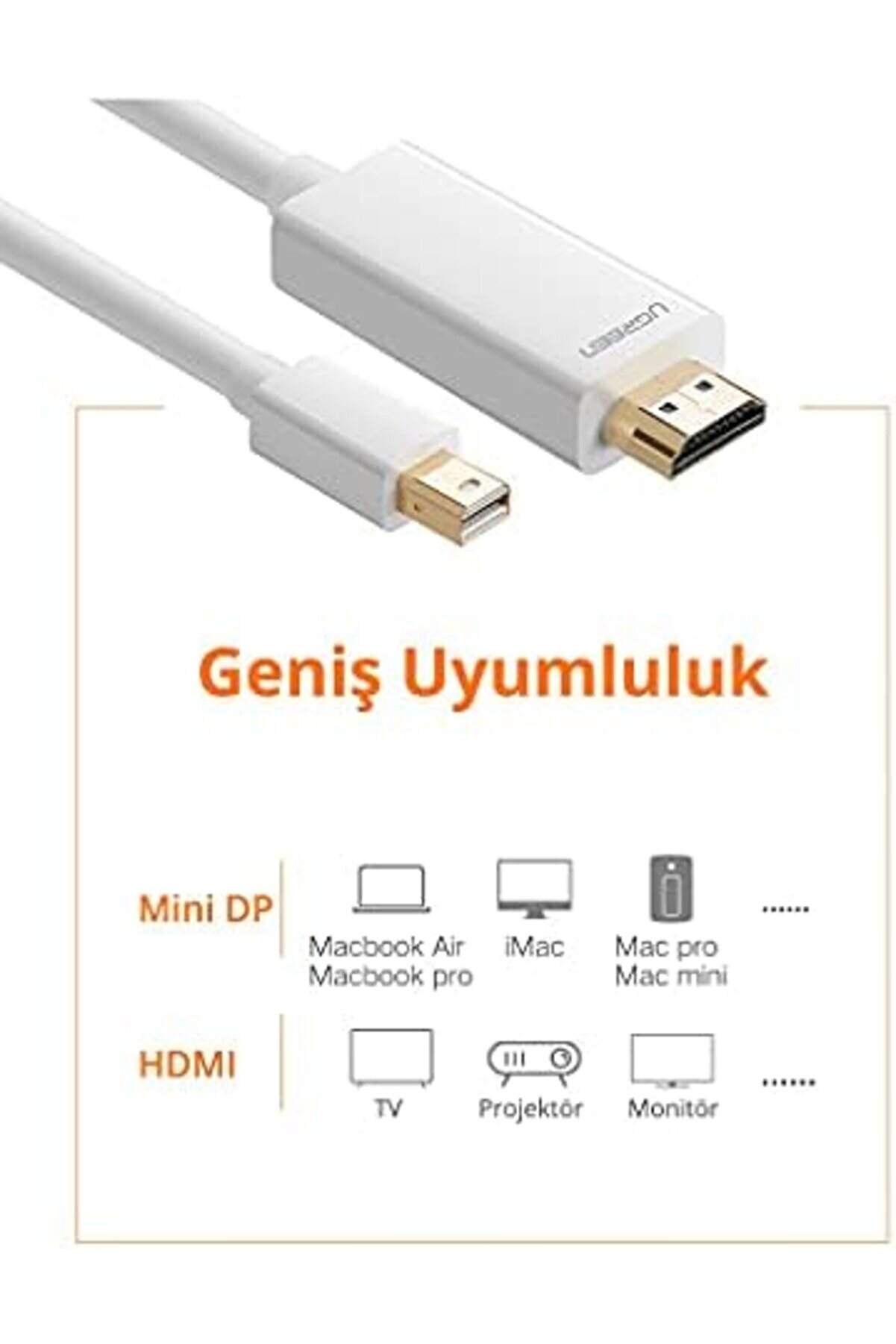 4K Mi̇ni̇ Di̇splayport Hdmı Dönüştürücü Kablo, 3 Metre, Si̇yah 1175713