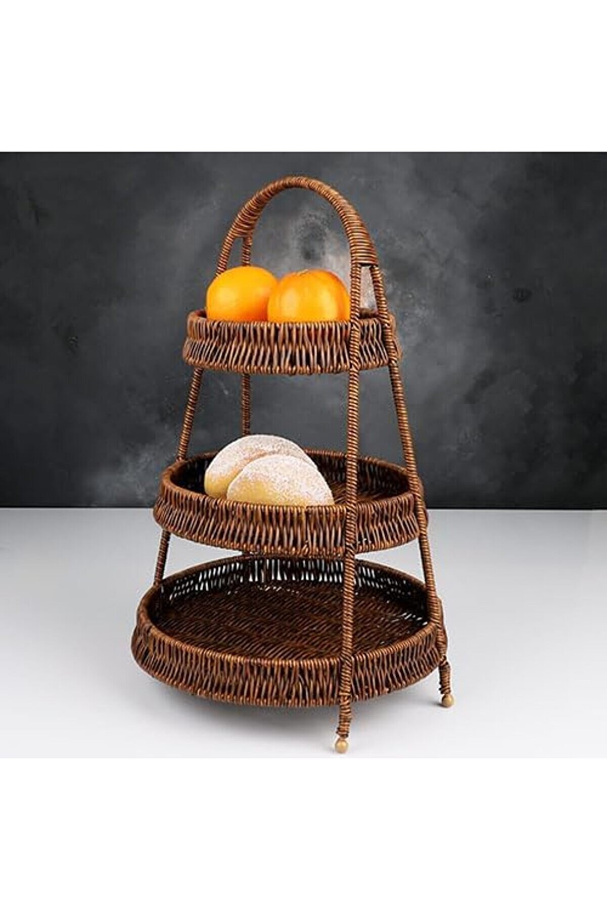 Mrtshoppng Wi̇cker Seri̇si̇ Hasır Örme 3 Katlı Sunumluk Mrtshoppng 542093