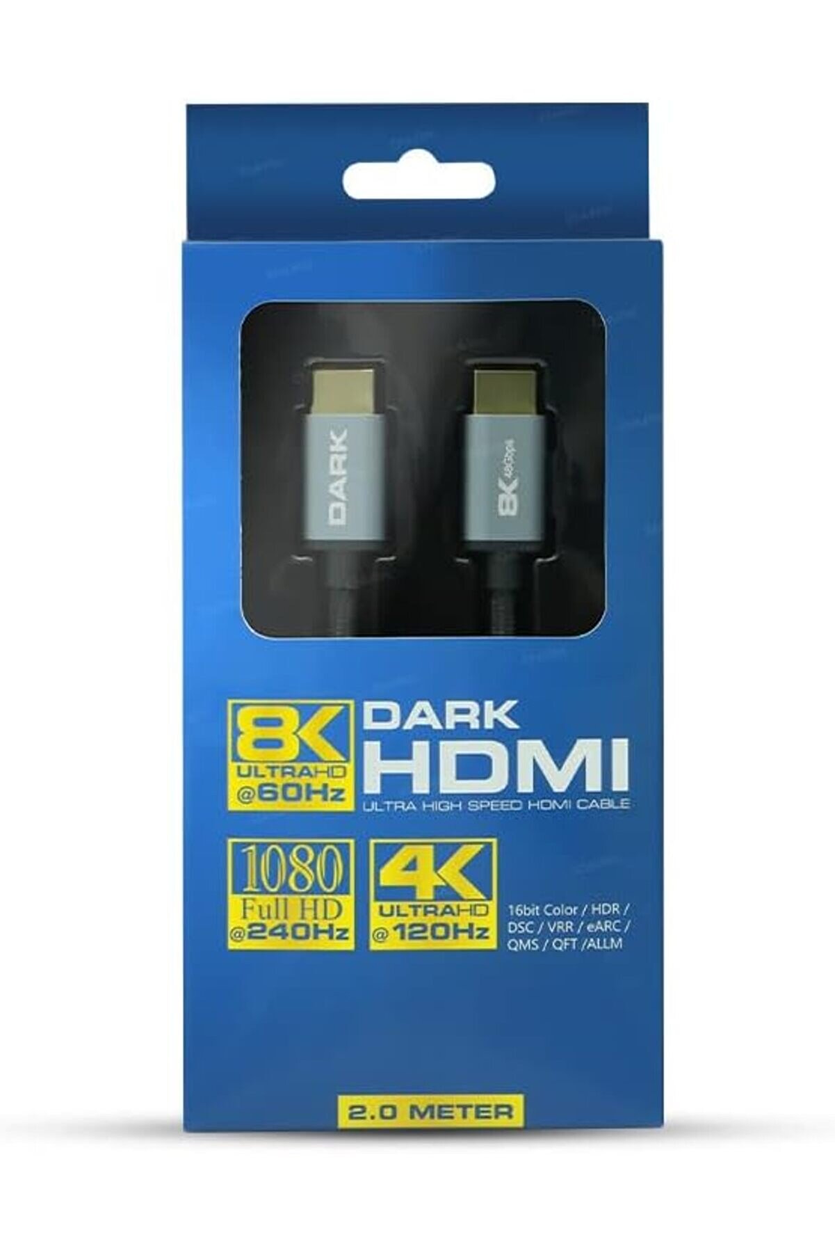 2 Metre 8K @60Hz / 4K @120Hz 48Gbps V2.1 Ultra Yüksek Hızlı Örgülü Alümi̇nyum Başlıklı Hdmı Kablo (Dk