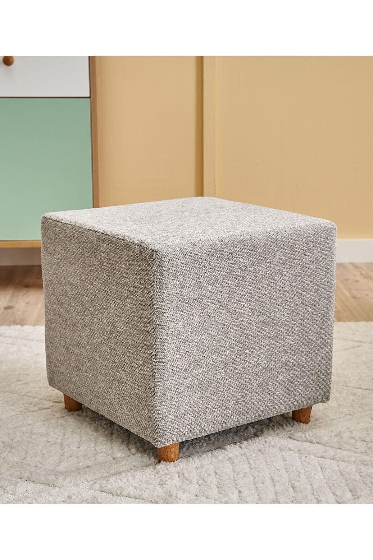 STOREMAX Ranma Ahşap Ayaklı Puf - Bej 1014773