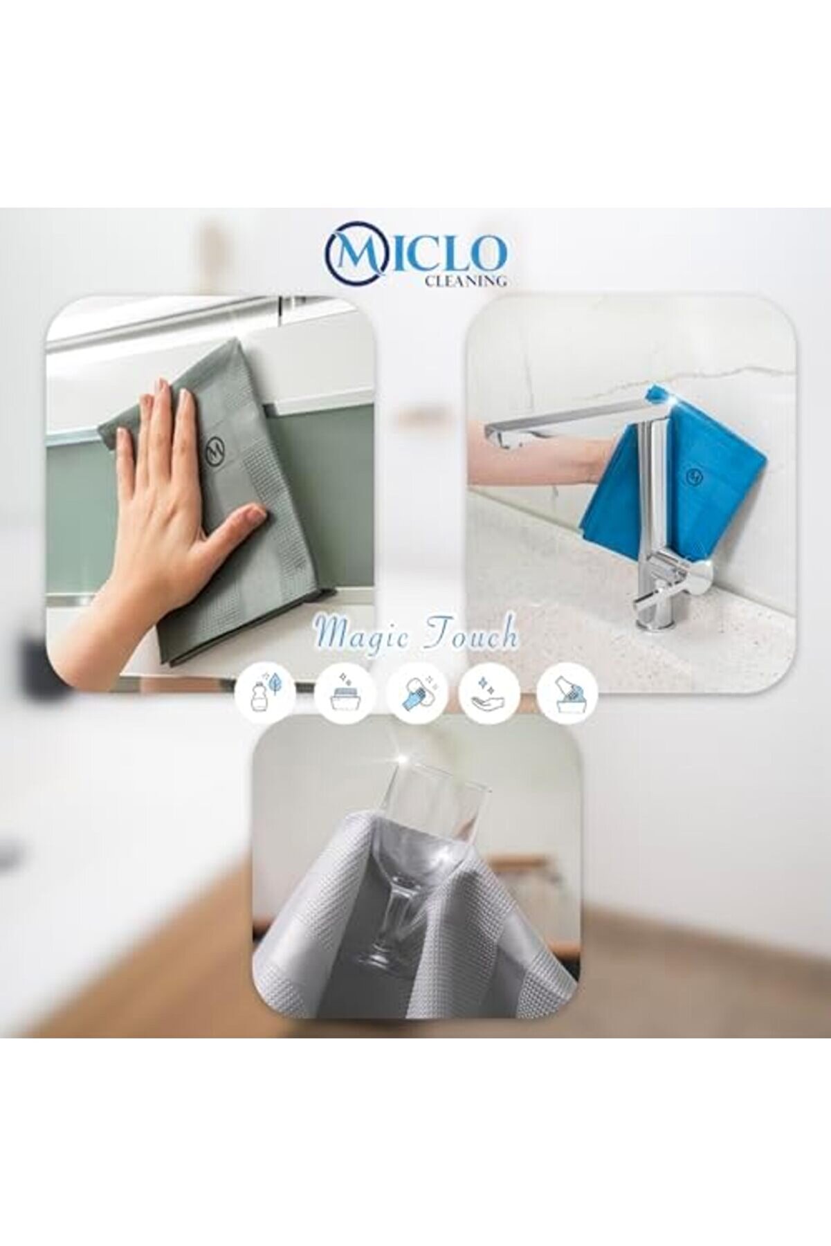 Cleanıng | Mi̇krofi̇ber Temi̇zli̇k Bezi̇ 3 Lü Set - Si̇hi̇rli̇ Bez | Cam Ayna Bezi̇ | Seri̇ 1014773