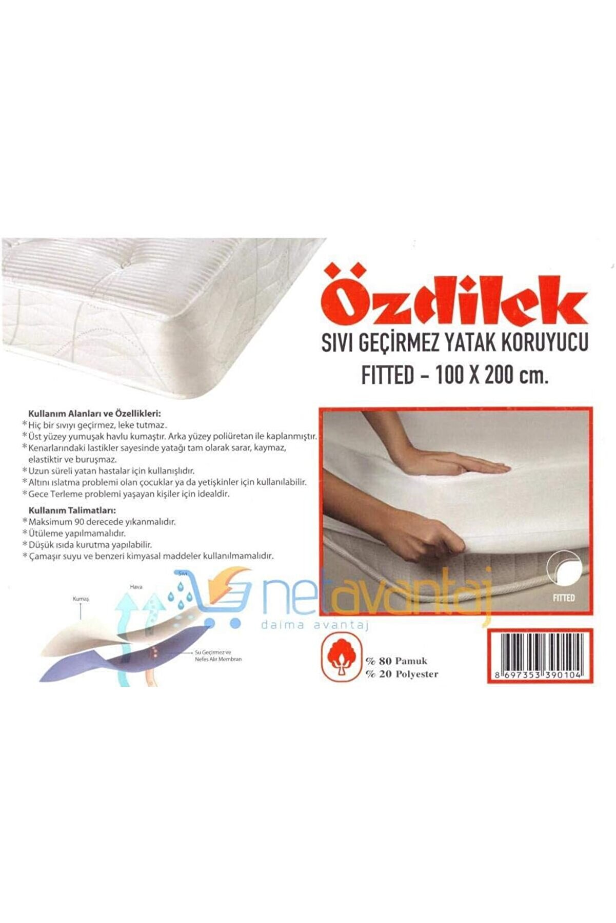 STOREMAX FITTED 100X200 SIVI GEÇİRMEZ ALEZ YATAK 1014773