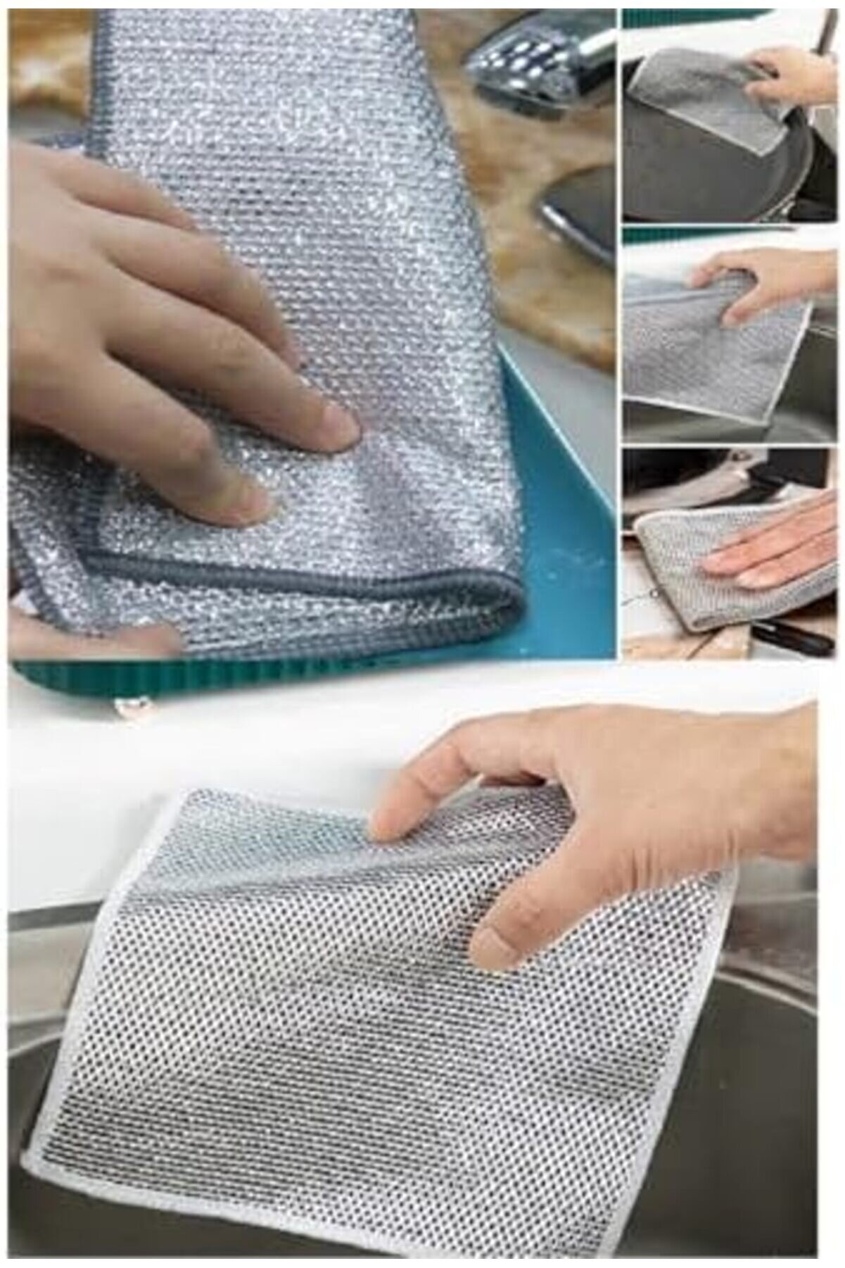 Shpsell Outlet 3 Adet Çok Fonksi̇yonlu Çi̇zmeyen Tel Bulaşık Bezi̇ Bulaşık Havlusu Bulaşık Temi̇zli̇k Ovm