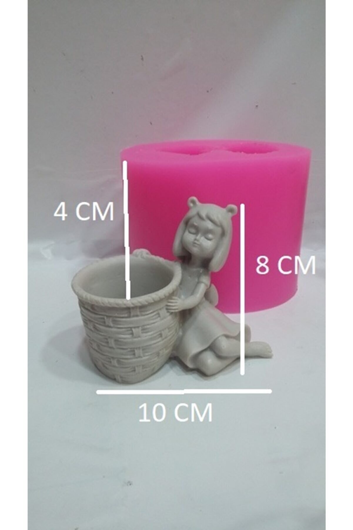 Kalıpcınızburada Sepetli̇ Kız Sculent Saksı Si̇li̇kon Kalıp