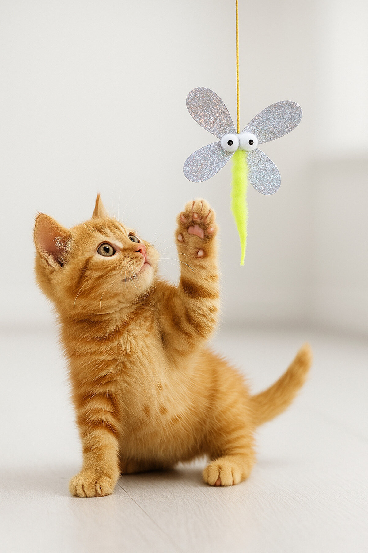 Kedi̇ler İçi̇n Parlak Kanatlı İpli̇ Oyuncak – Eğlenceli̇ Ve Dayanıklı İnterakti̇f Kedi̇ Oyuncağı