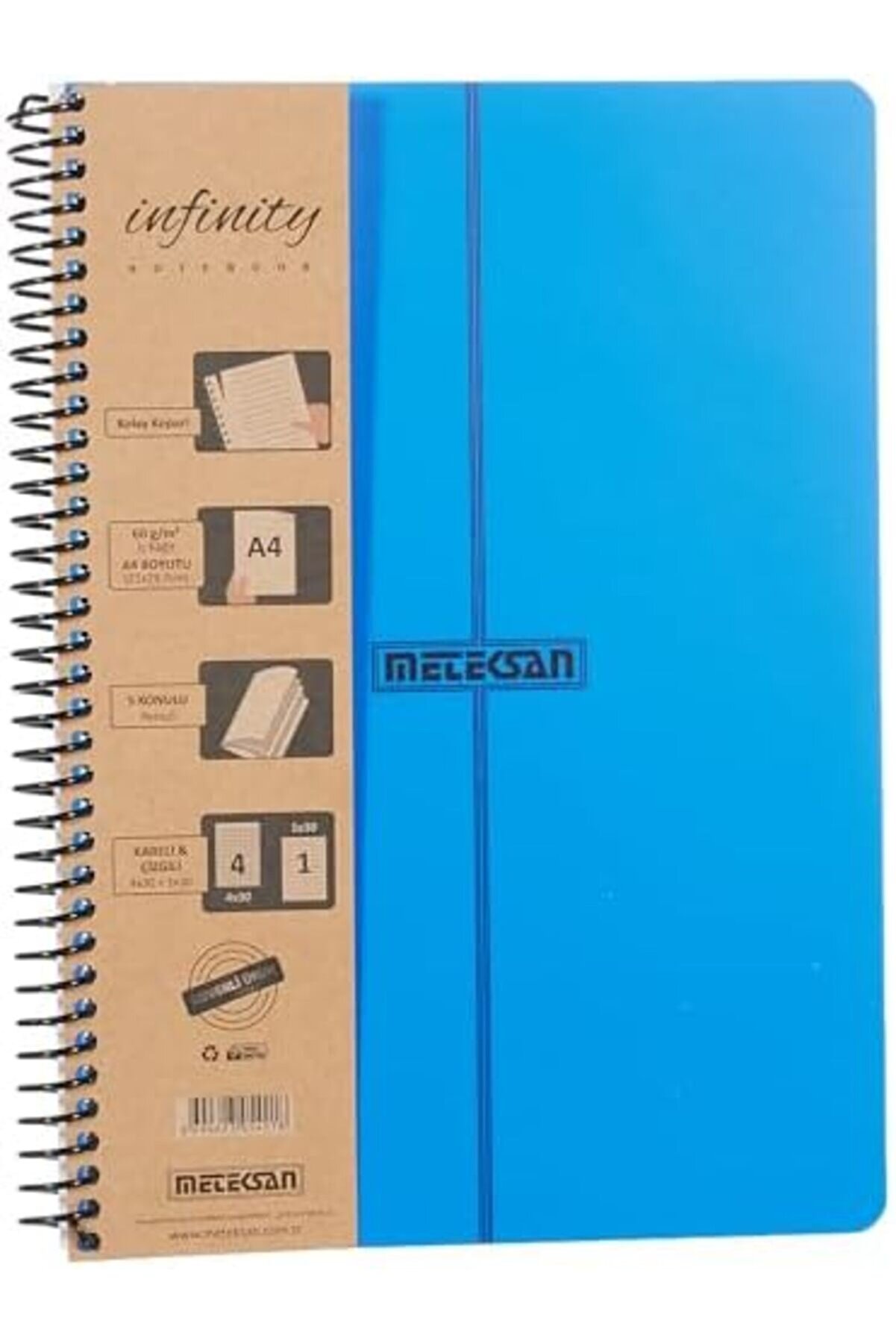 Ynsshopi̇ng Seri̇si̇, A4, 5 Konulu (4, 1 Çi̇zgi̇li̇) 150 Yaprak Pp Kapaklı Spi̇ralli̇ Defter, Laci̇vert Newtr