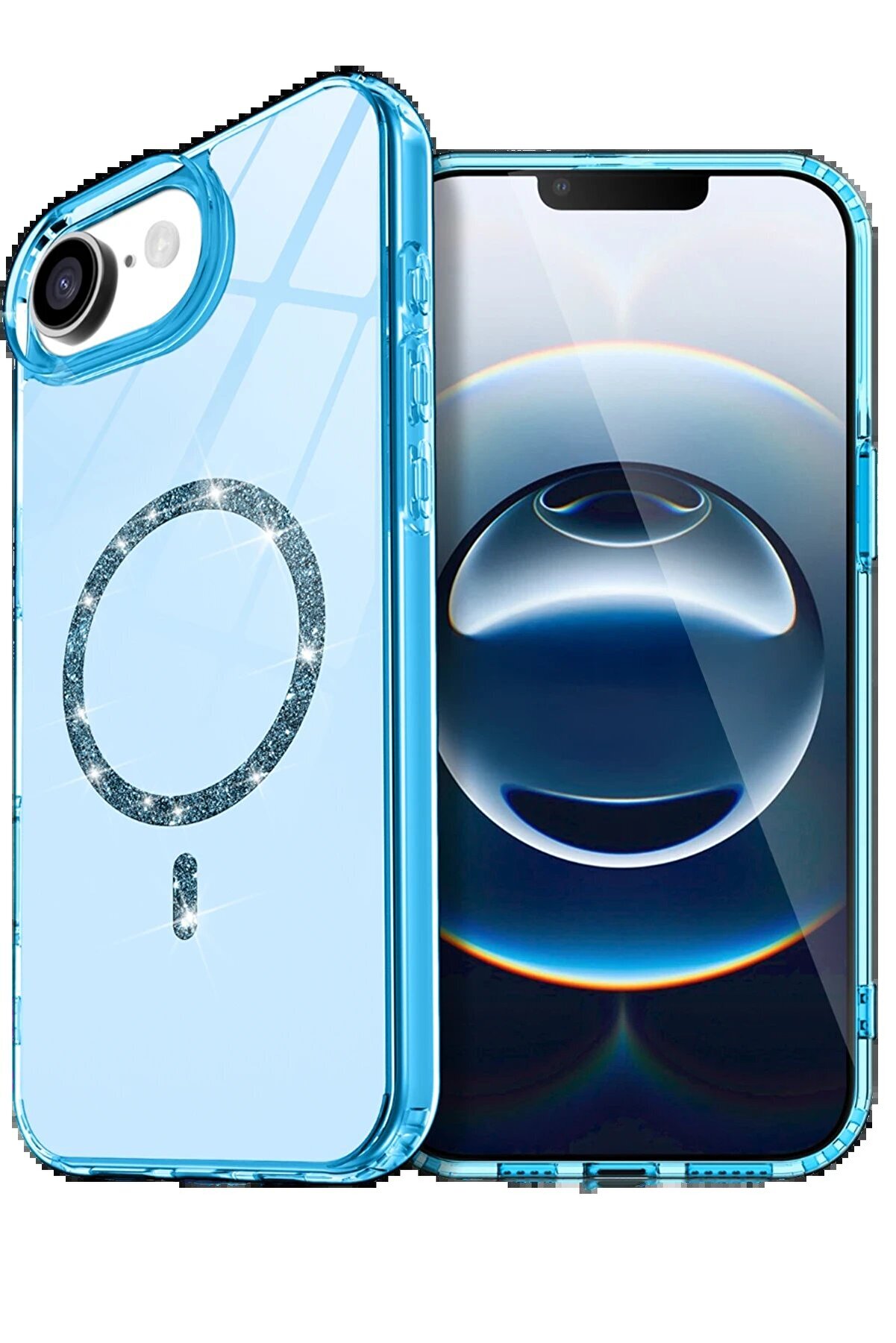 Fırsatkoli̇k Apple İphone 16E Li̇ve Di̇amond Magsafe Kapak - Mavi̇-(5796)