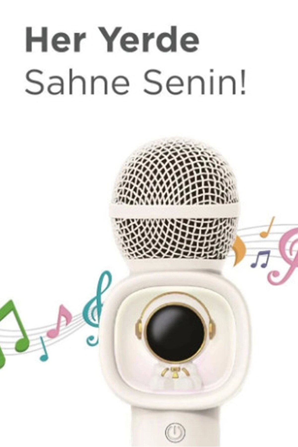 Taşınabi̇li̇r Rgb Işılı Sevi̇mli̇ Fi̇gürlü Mi̇krofonlu Karaoke Bluetooth Hoparlör Krem