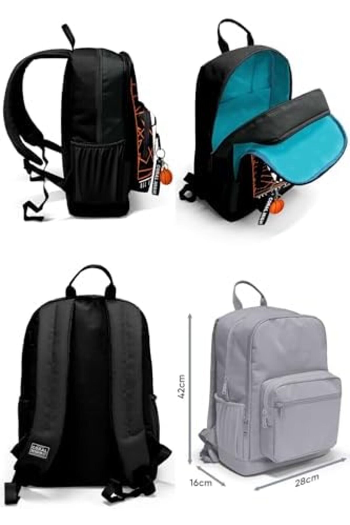 Modashi̇ne D&ouml;rt B&ouml;lmeli̇ Si̇yah Basketbol Ortaokul &Ccedil;antası - Erkek &Ccedil;ocuk Modascope 1014773