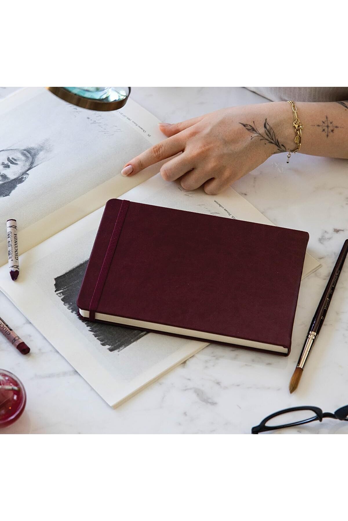 Modashi̇ne Cm Sert Kapak 80 Yaprak 140 Gr. Eski̇z Defteri̇ - Book - Bordo Modascope 1014773