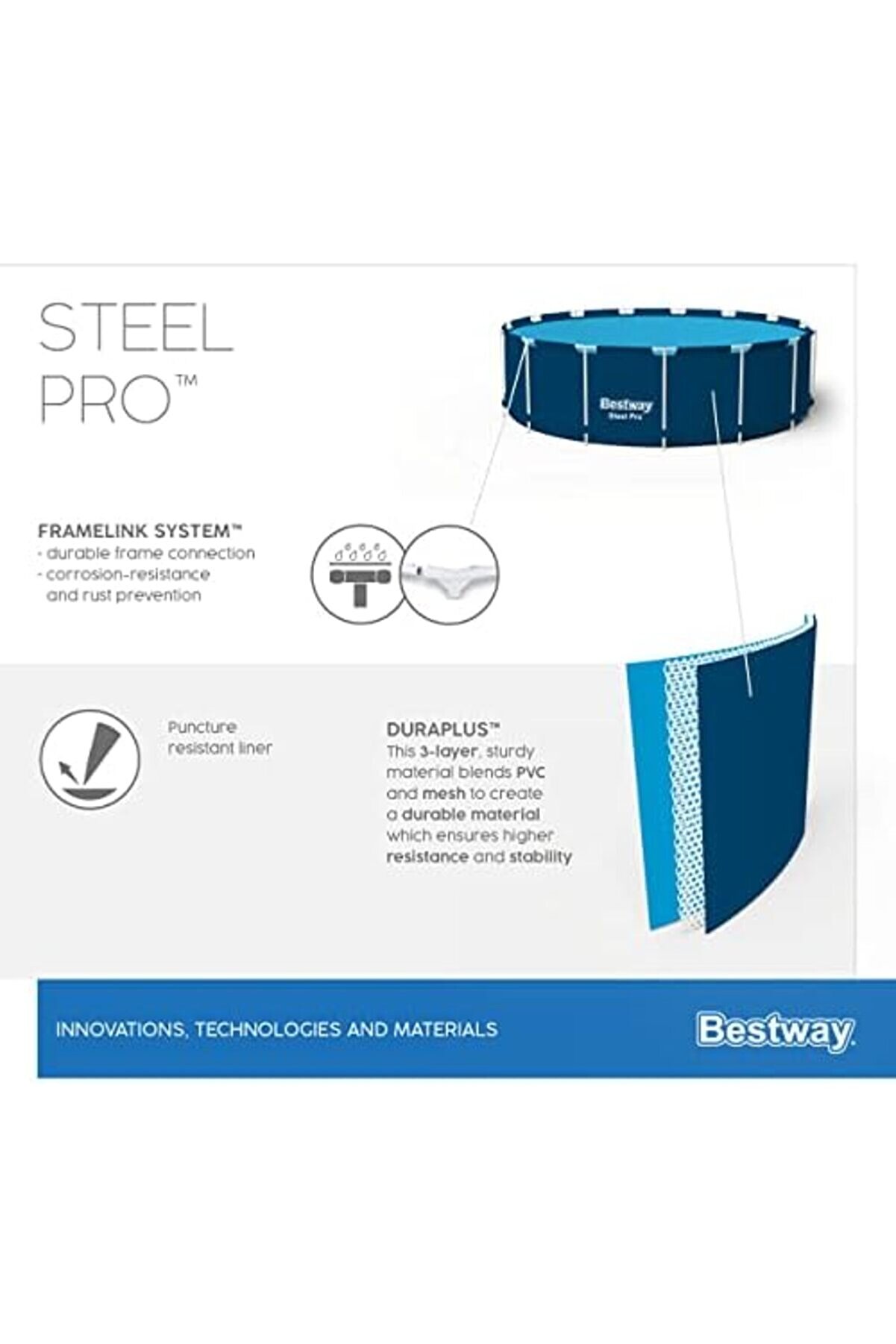 Modashi̇ne Steel Pro Yuvarlak Yer Üstü Havuzu 3,05 M X 76 Cm Modascope 1014773