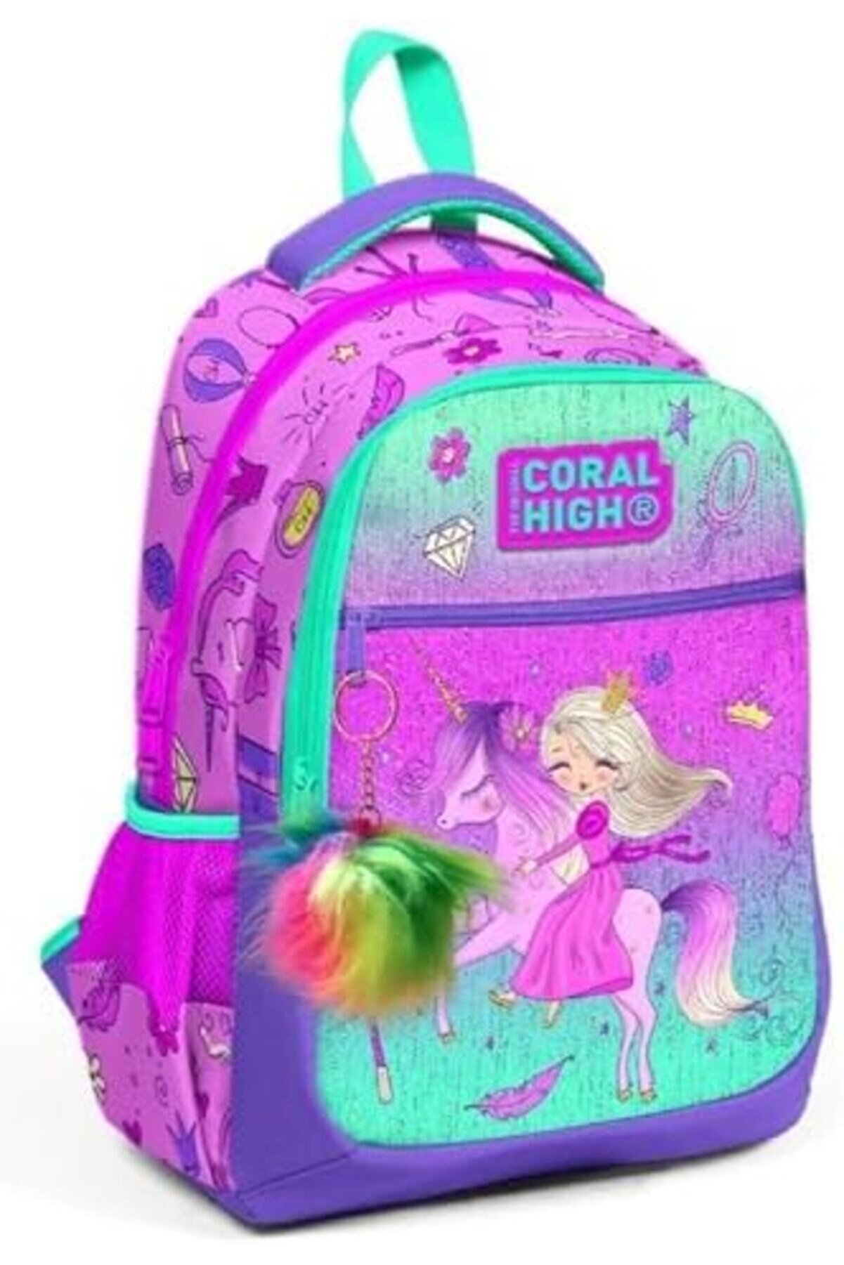 Modashi̇ne &Uuml;&ccedil; G&ouml;zl&uuml; Kız &Ccedil;ocuk İlk Ve Orta Okul &Ccedil;antası - Pembe Yeşi̇l Ve Prenses Modascope 1014773