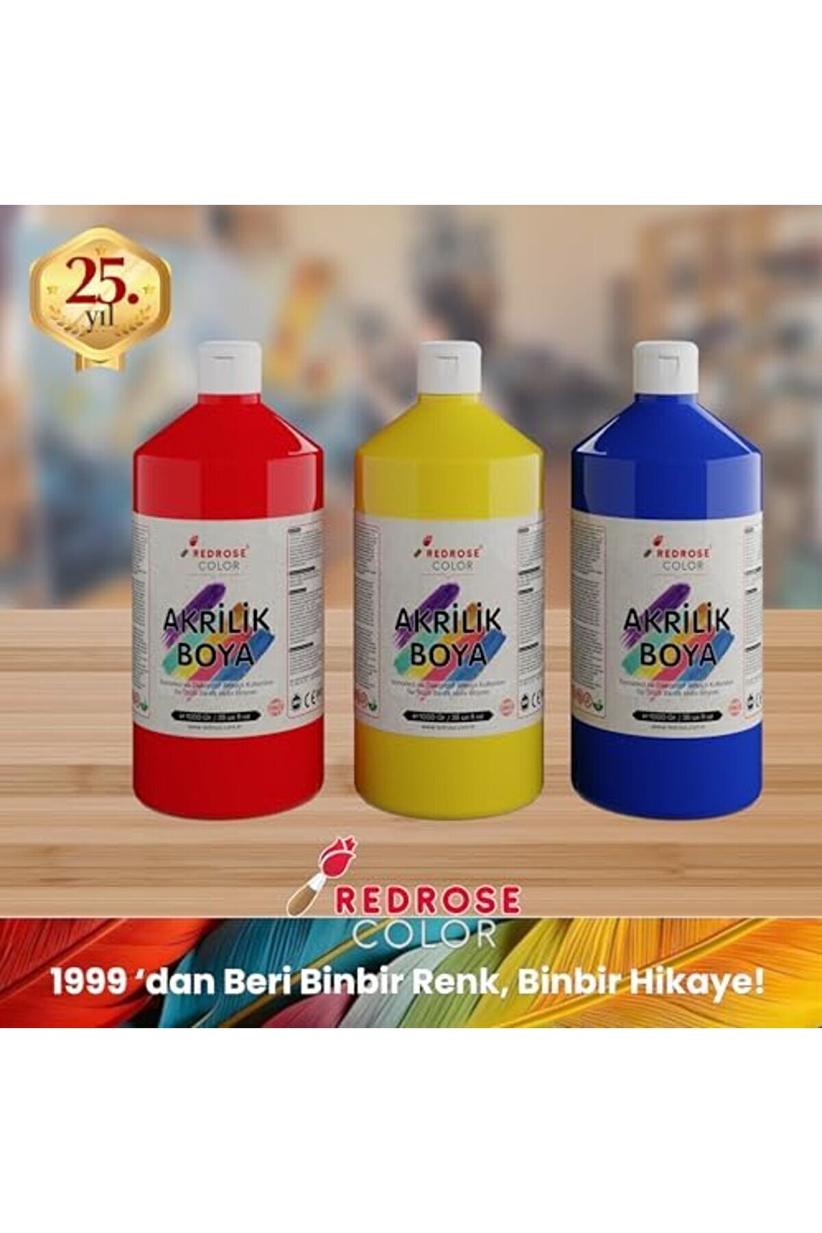 Modashi̇ne Rose Kırmızı, Mavi̇, Sarı Akri̇li̇k 3 L&uuml; Set 3X1000 Gr Modascope 1014773