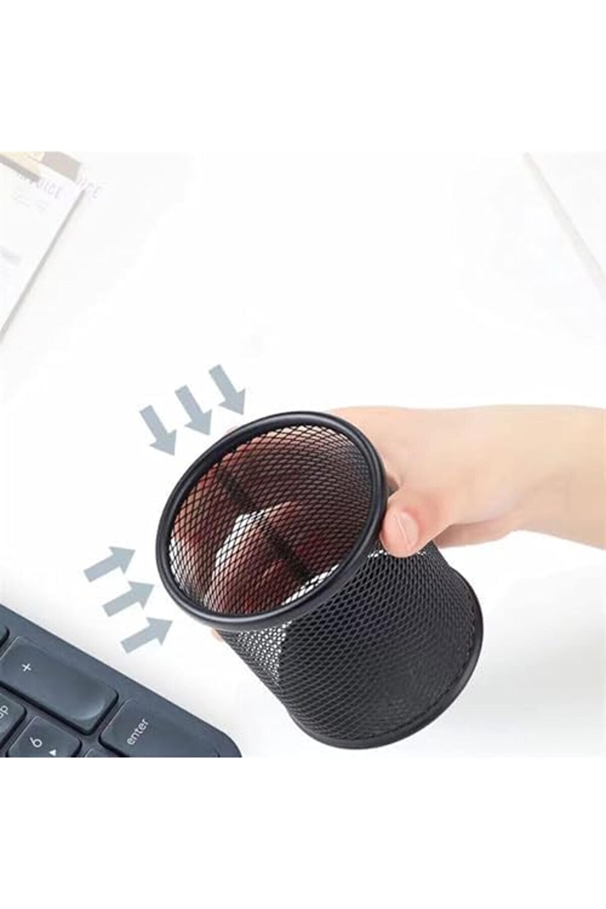 Modashi̇ne Masa Üstü Ofi̇s Ti̇pi̇ Metal,,Masa Düzenleyi̇ci̇ Ve Toparlayıcı Organi̇zer, Kutusu (Si̇yah Si̇li̇nd