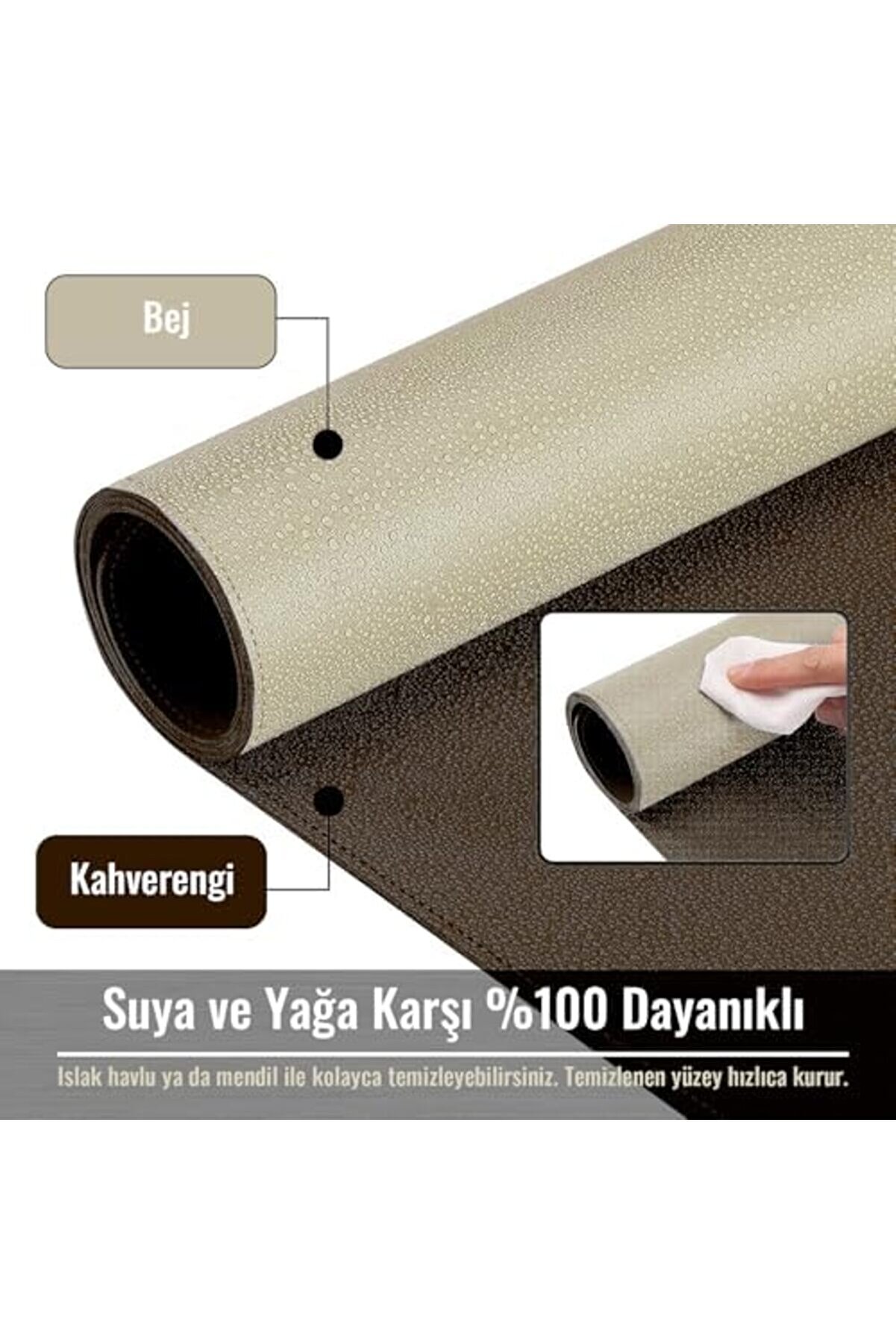 Modashi̇ne Çi̇ft Renk Di̇ki̇şli̇ Pu Deri̇ Masa Matı 80X40 Cm Mousepad, Su Geçi̇rmez Masa Sümeni̇, Çi̇ft Taraf