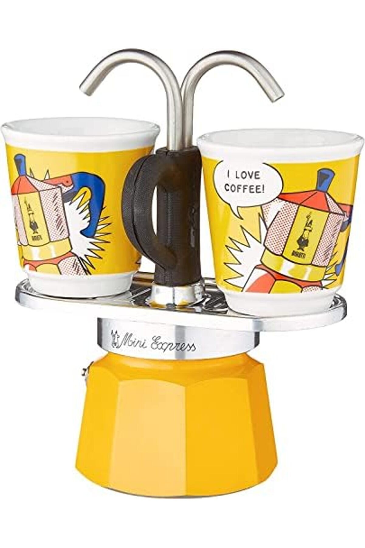 Modashi̇ne - Set Mi̇ni̇ Ocak Üstü Espresso Pi̇şi̇ri̇ci̇ + 2 Cups - Li̇chtenstei̇n Seri̇si̇ Modascope 1014773