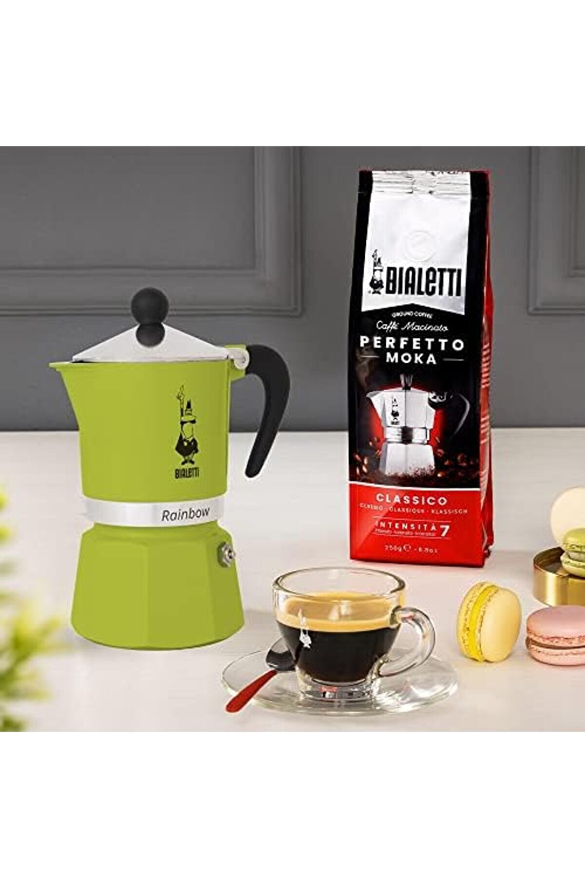 Modashi̇ne - 6 Cups Ocak Üstü Espresso Pi̇şi̇ri̇ci̇ - 250Ml - Yeşi̇l Renk - Gövde - Patentli̇ Valfi̇ - Tüm
