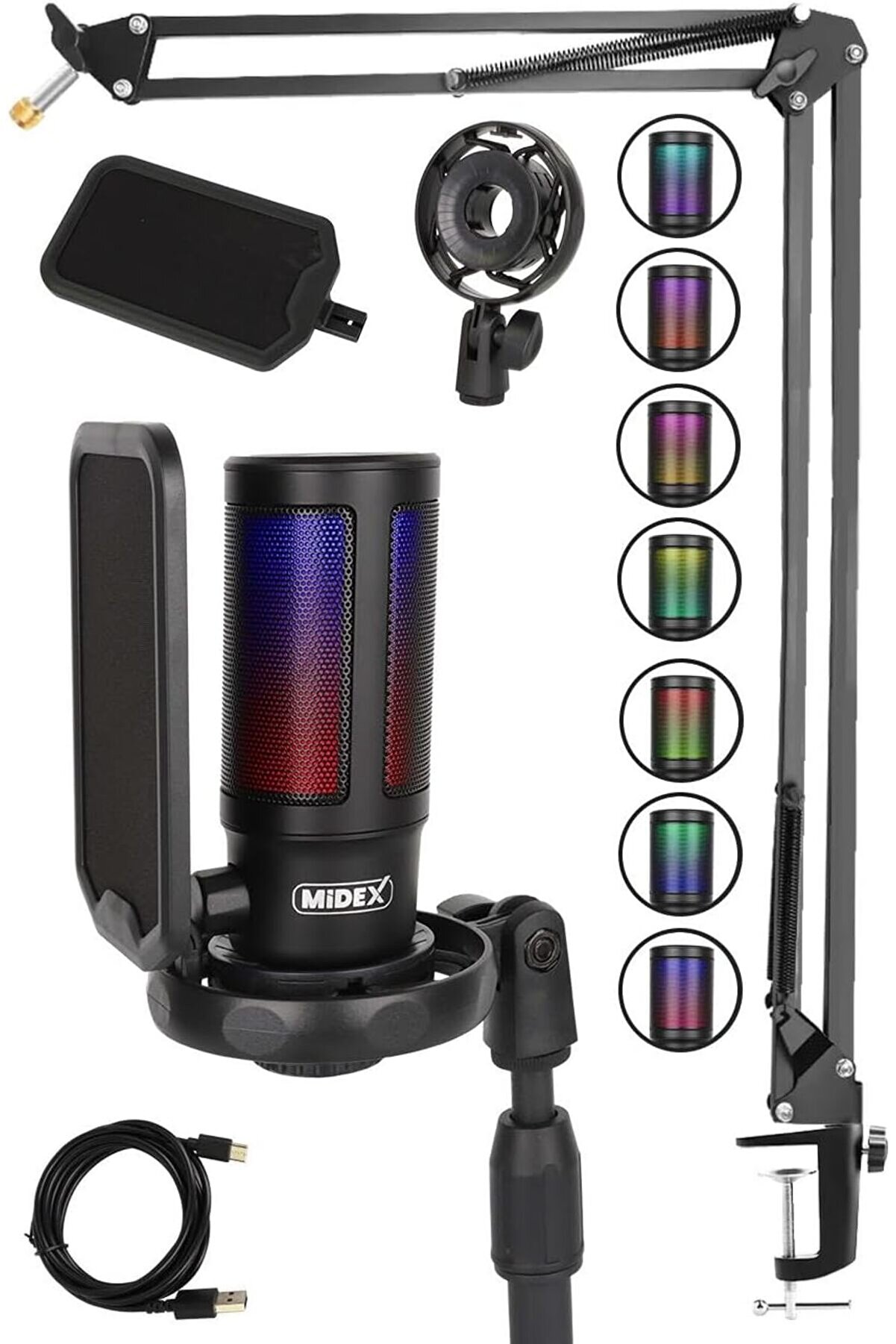 STOREMAX modashine V6 RGB Set USB Oyuncu ve Yayıncı Mikrofonu Condenser Stüdyo (Kayıt Gaming Tiktok Twitch Ca