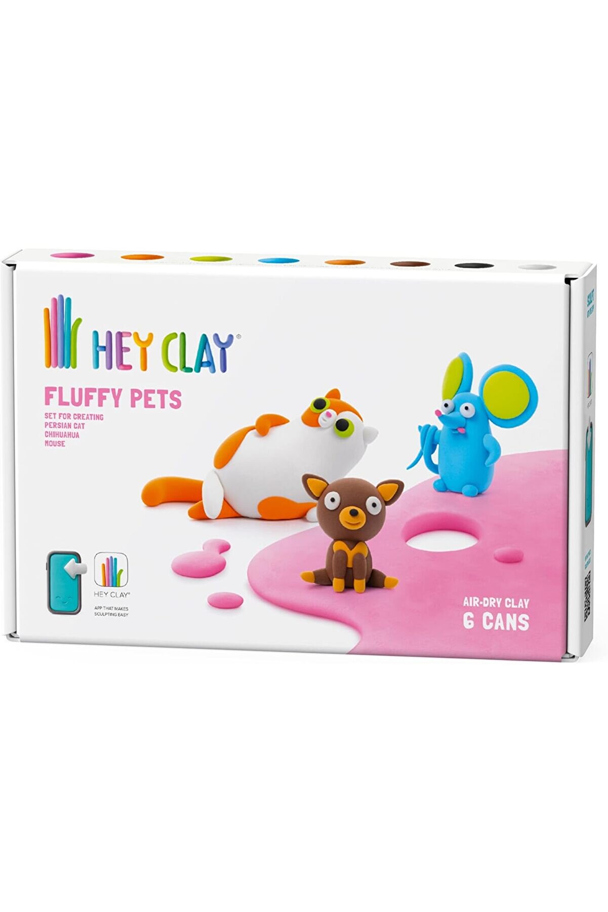 STOREMAX shopverse CLAY Sevimli Evcil Hayvanlar: Farsça kedi, Fare, Chihuahua Seti - Renkli Modelleme Çocukla
