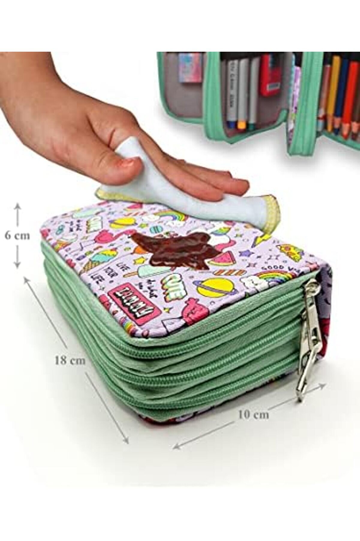 Modashi̇ne Kutusu - Organi̇zer Vegan Deri̇ Üç Bölmeli̇ - Yeşi̇l Modascope 1014773