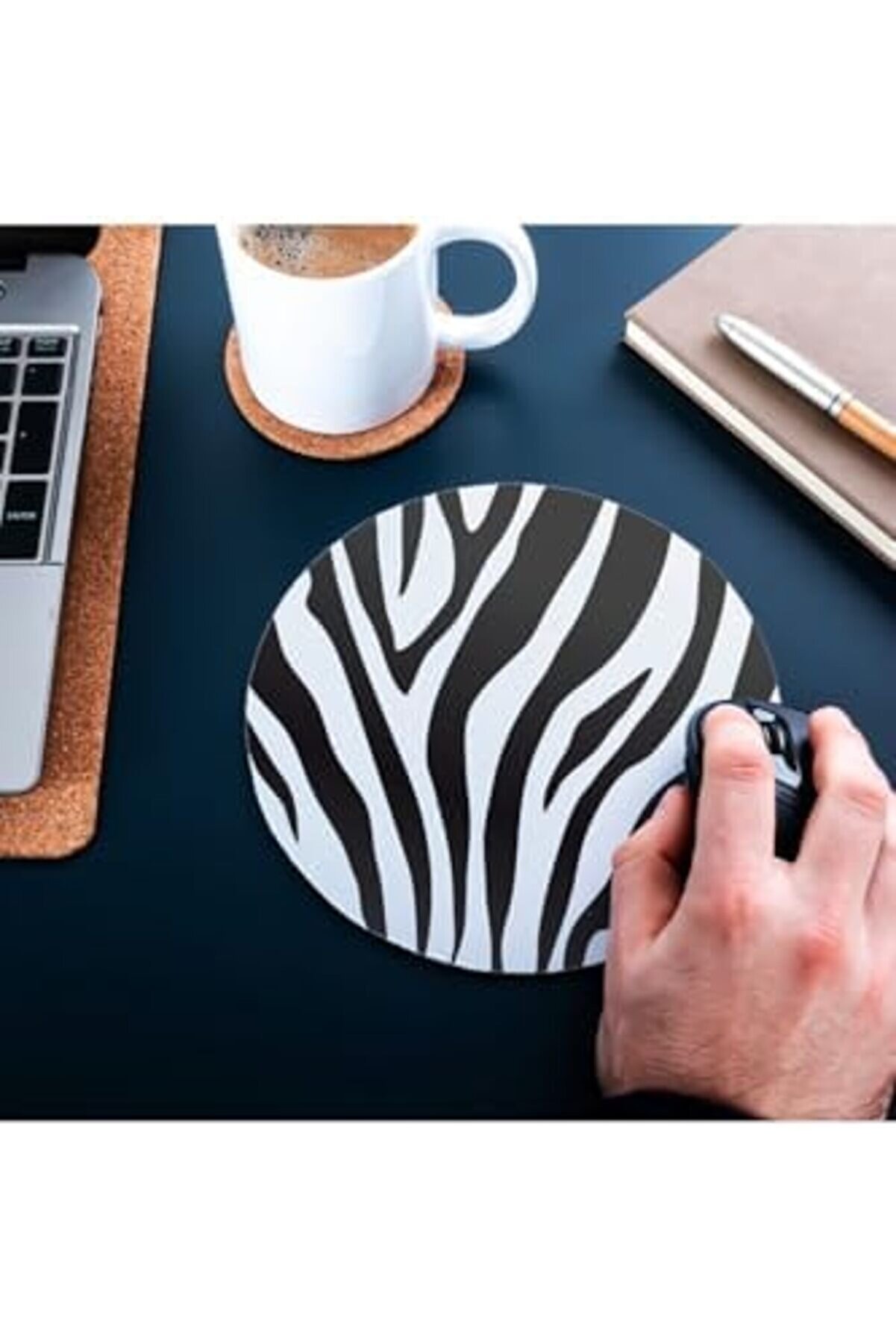 Modashi̇ne Şık Zebra Desenli̇ Yuvarlak Mouse Pad - Mousepad - Mouse Pad - Fare Altlığı Modascope 10147