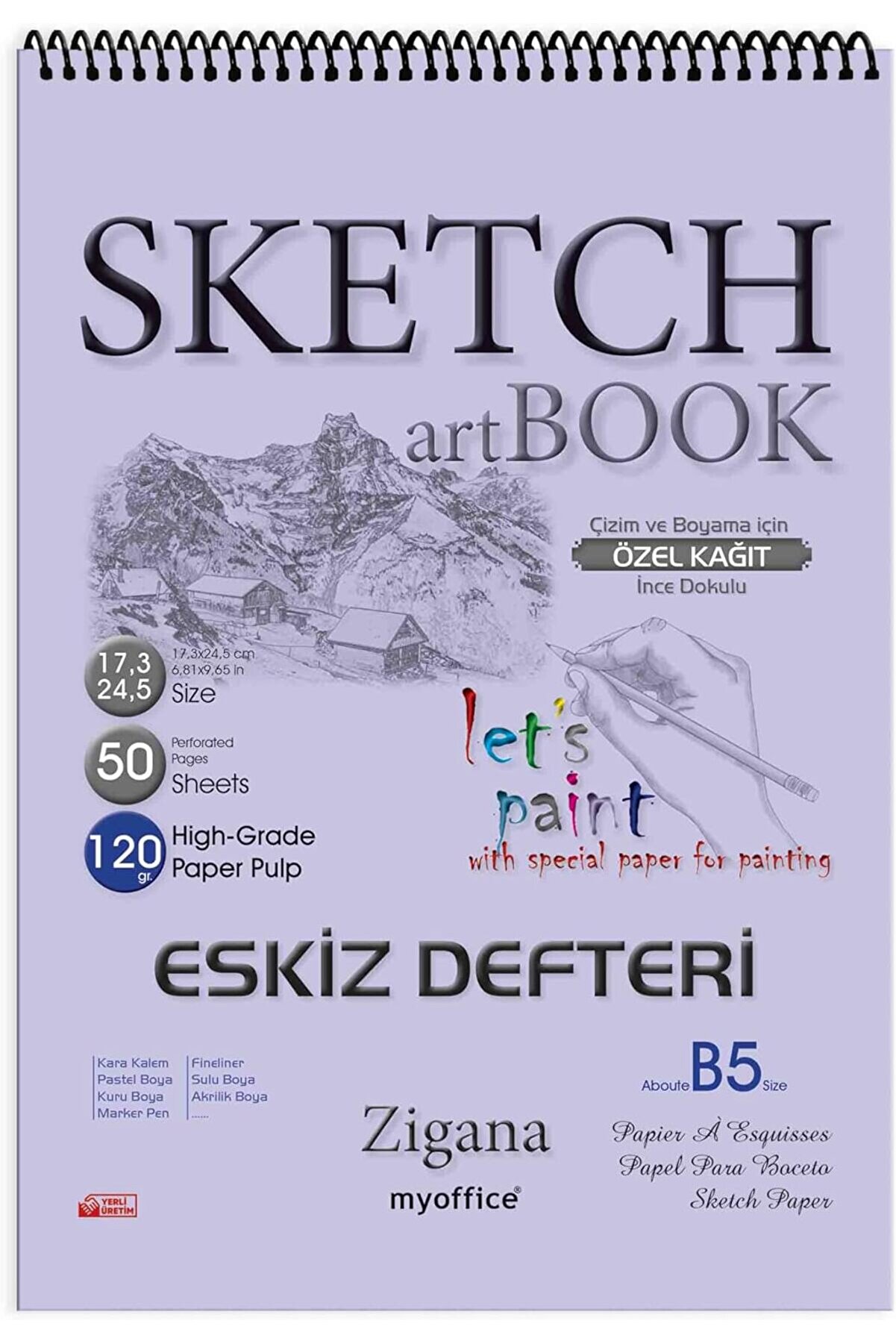 STOREMAX modashine B5 Spiralli Eskiz Defteri - 50 Yp, 120 gr Çizim Bloknotu, Sanat Defteri modascope 1014773