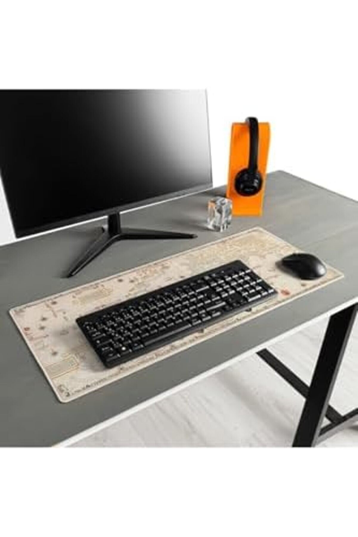 Modashi̇ne Eski̇ Dünya Retro Hari̇tası Tasarımlı Büyük Boy Oyuncu Mousepad - Mouse Pad - Fare Altlığı M