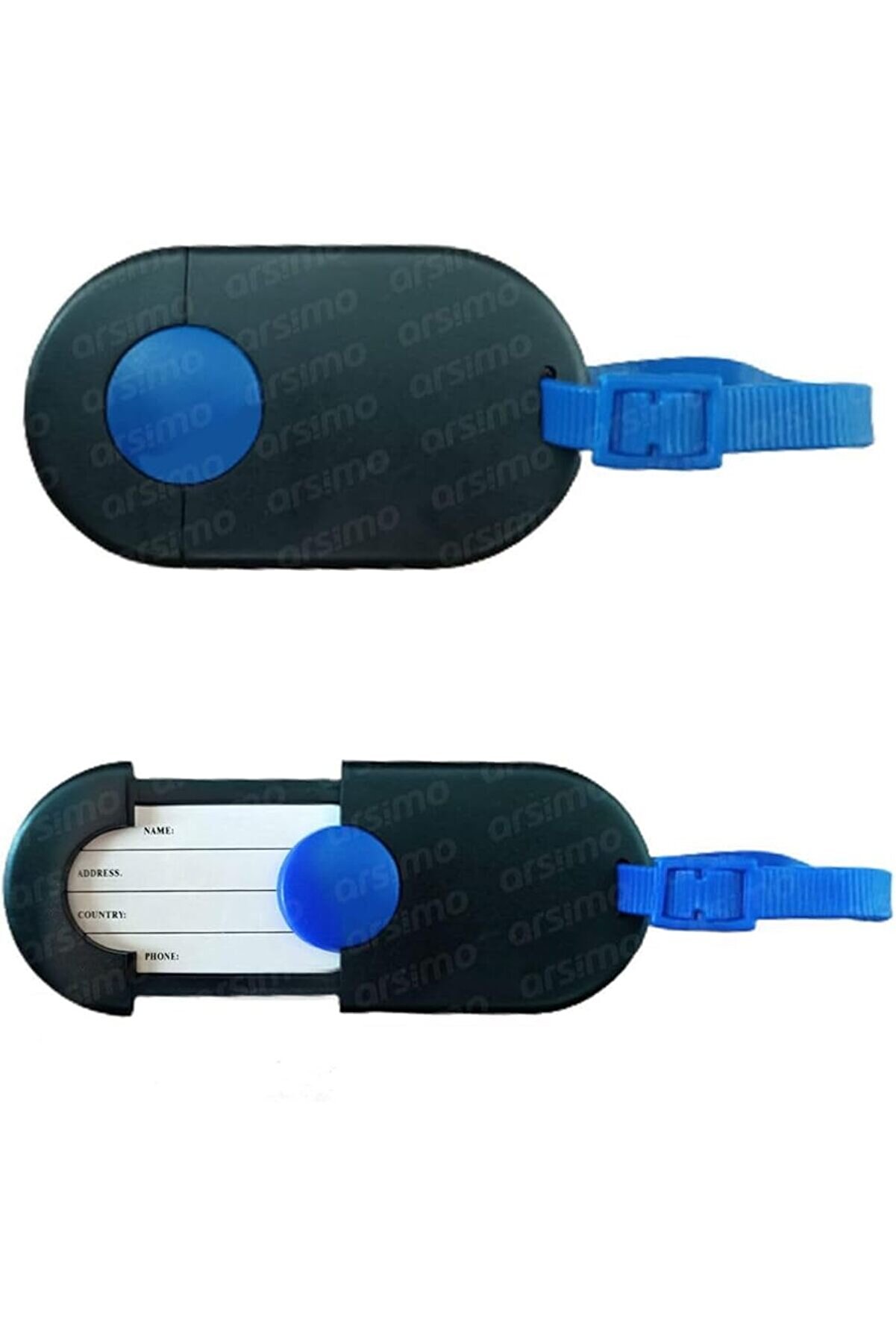 STOREMAX modashine Amaçlı İsimlikli Bavul Valiz Etiketi, 10 cm x 5.5 cm, Siyah-Mavi modascope 1014773