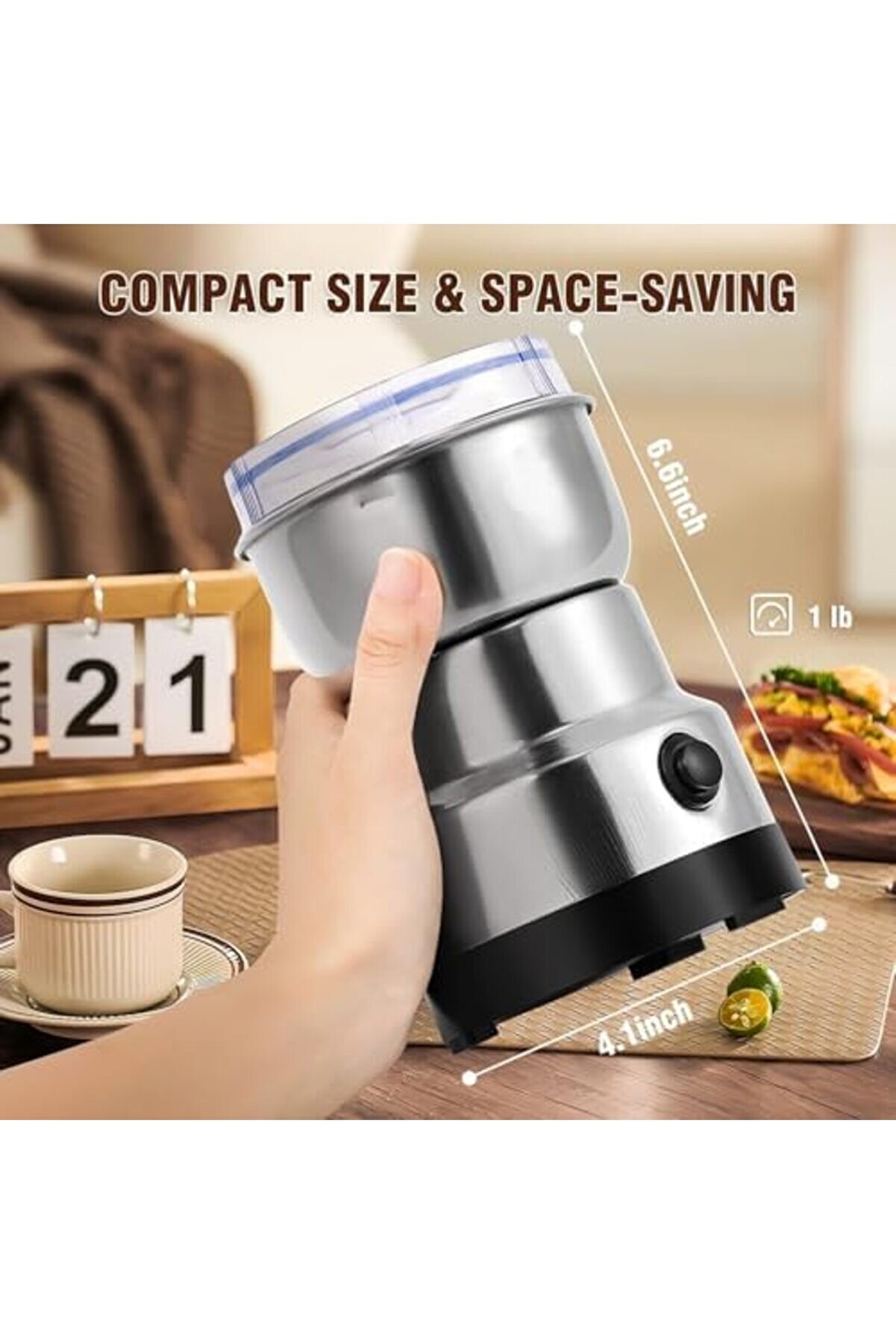 Modashi̇ne 200 Watt Çeli̇k Bıçaklı Kahve Ve Öğütme Maki̇nesi̇ – Kompakt Öğütücü, Bebek Maması Hazırlığın