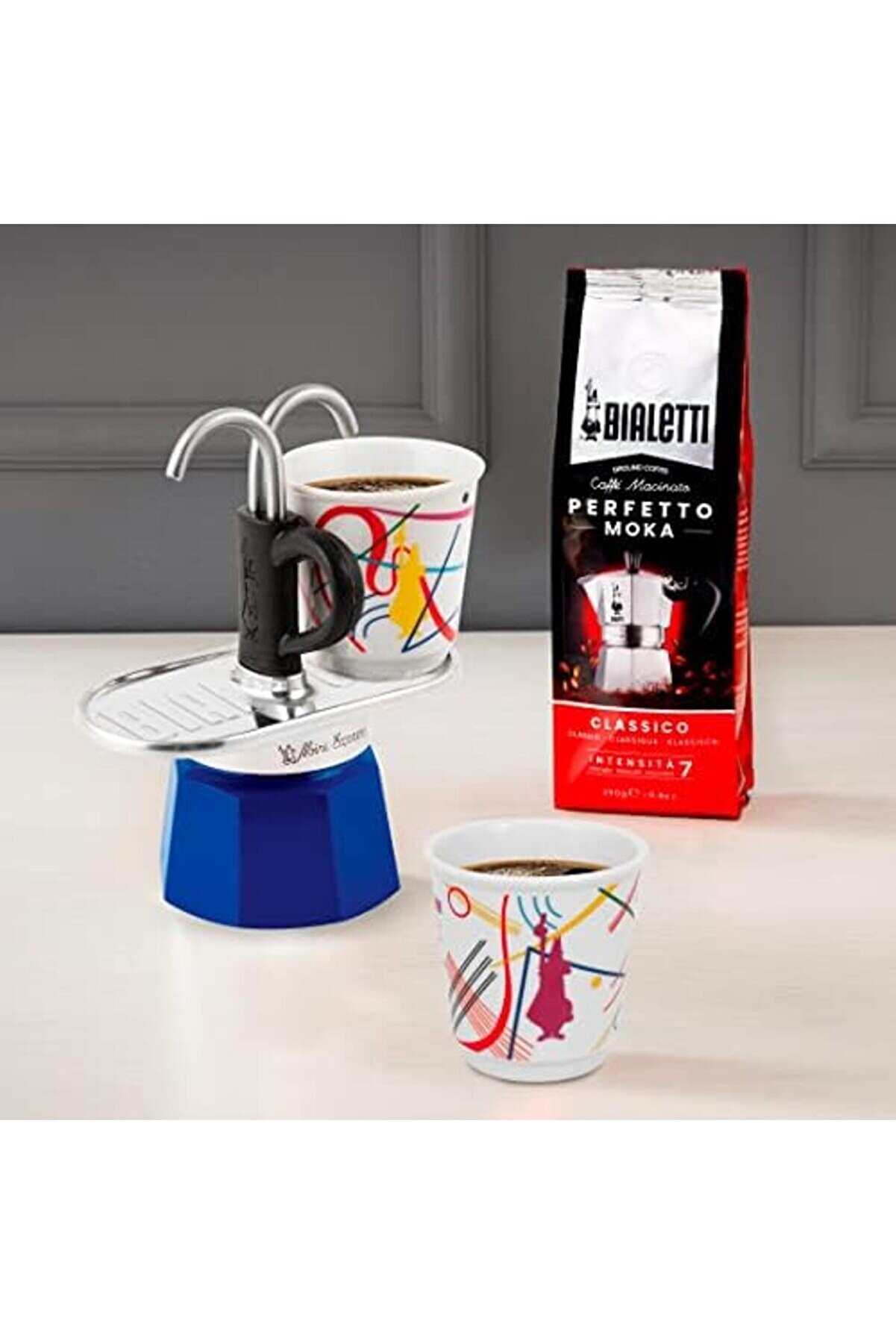 Modashi̇ne - Set Mi̇ni̇ Ocak Üstü Espresso Pi̇şi̇ri̇ci̇ + 2 Cups - Kandi̇nsky Seri̇si̇ Modascope 1014773