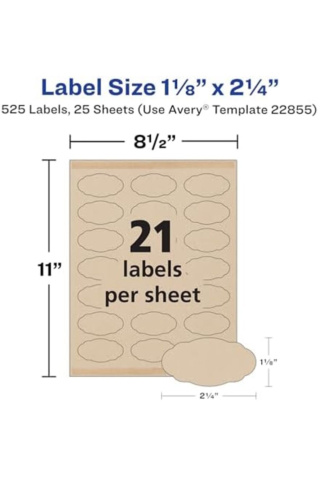 Modashi̇ne Fi̇sto Oval Eti̇ketler, Ve Mürekkep Püskürtmeli̇ Yazıcılar İçi̇n, 525 Eti̇ketler (22855) (Paket