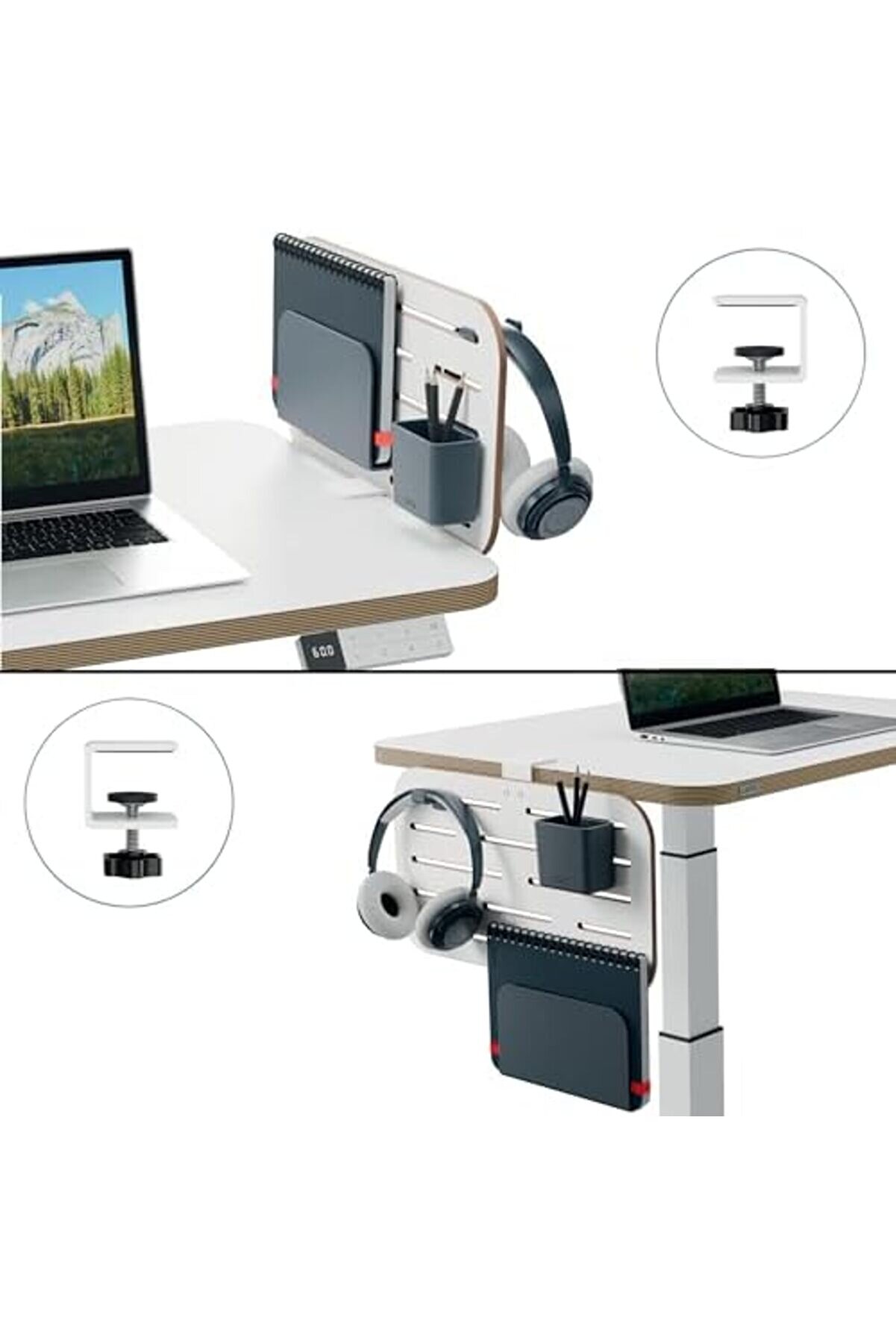 Ergo Küçük Pegboard Çalışma Masası Düzenleyi̇ci̇, Aksesuarlı, Yüksek Kali̇teli̇ Takma Tahta, 35 Mm