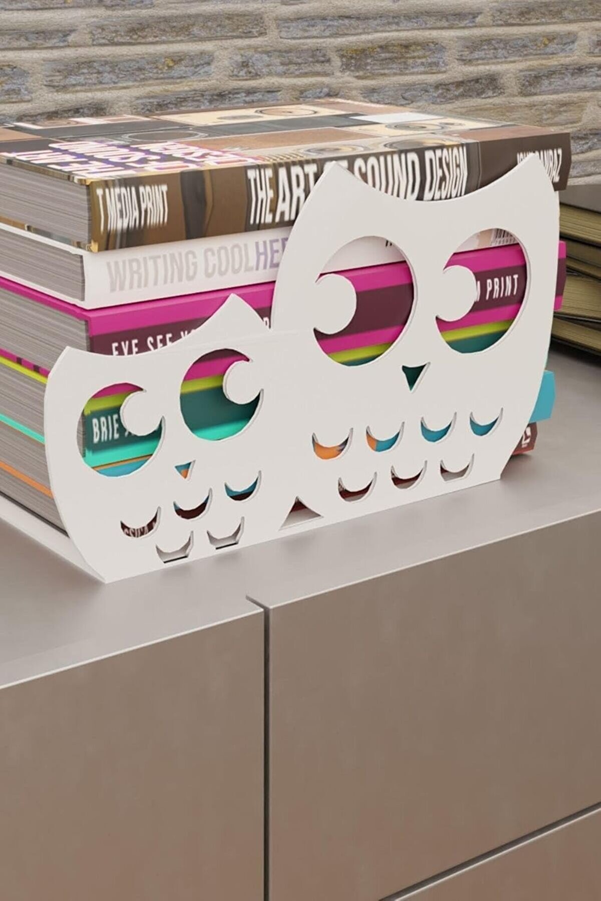 STOREMAX modashine Dekoratif Beyaz Desenli Metal Kitap Tutucu Metal Kitap Desteği MK16B modascope 1014773