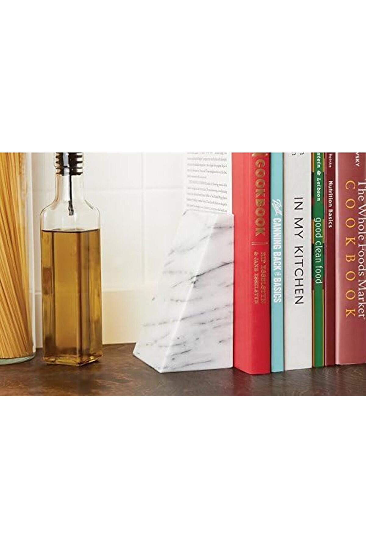 Run &Uuml;&ccedil;gen%100 Ci̇lalı Beyaz Mermer Ki̇tap Destekleri̇