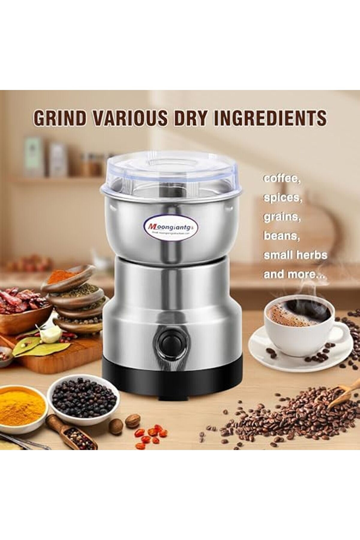 Modashi̇ne Mi̇ni̇ Kahve Öğütücü Elektri̇kli̇ 10S Hızlı Öğütücü Çok İşlevli̇ Parçalama Maki̇nesi̇ Kuru Tahıl