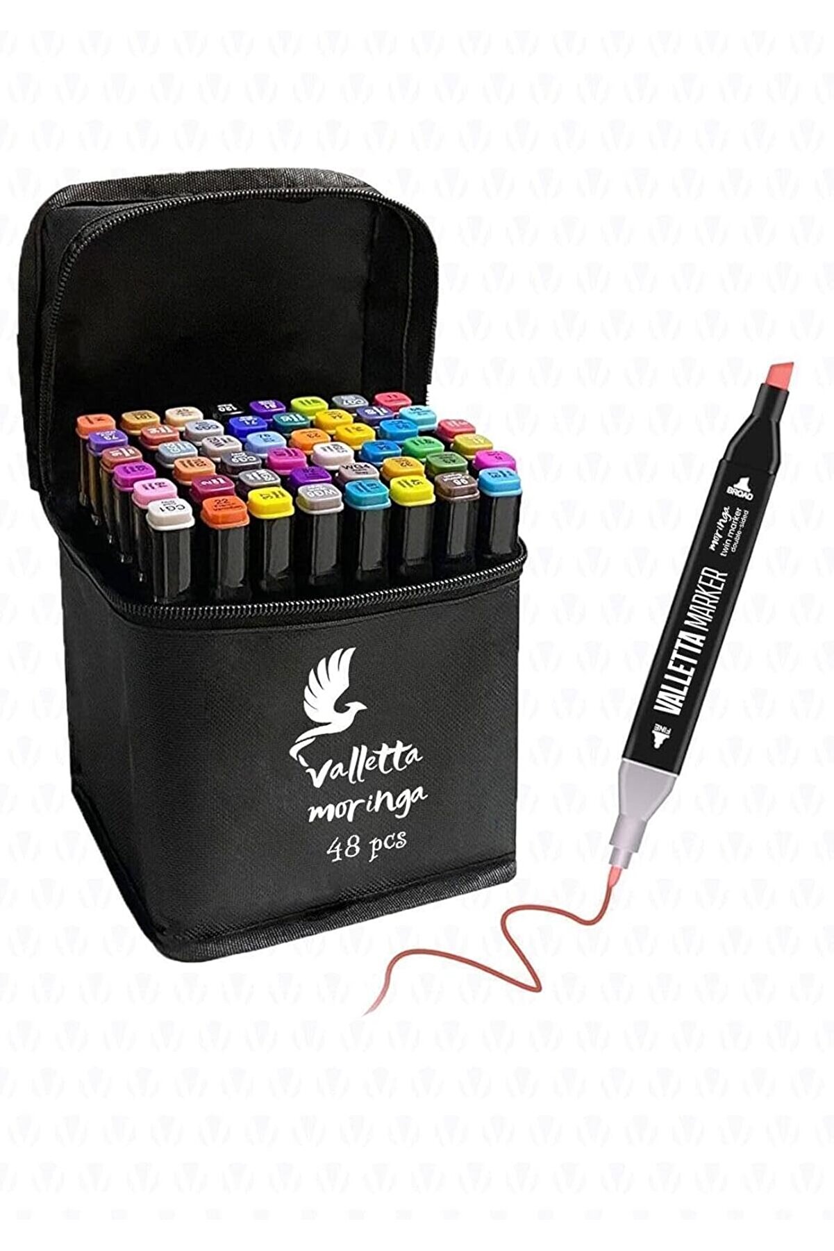 STOREMAX modashine Moringa 48'li Çift Taraflı Art Marker Keçeli Seti Çantalı modascope 1014773