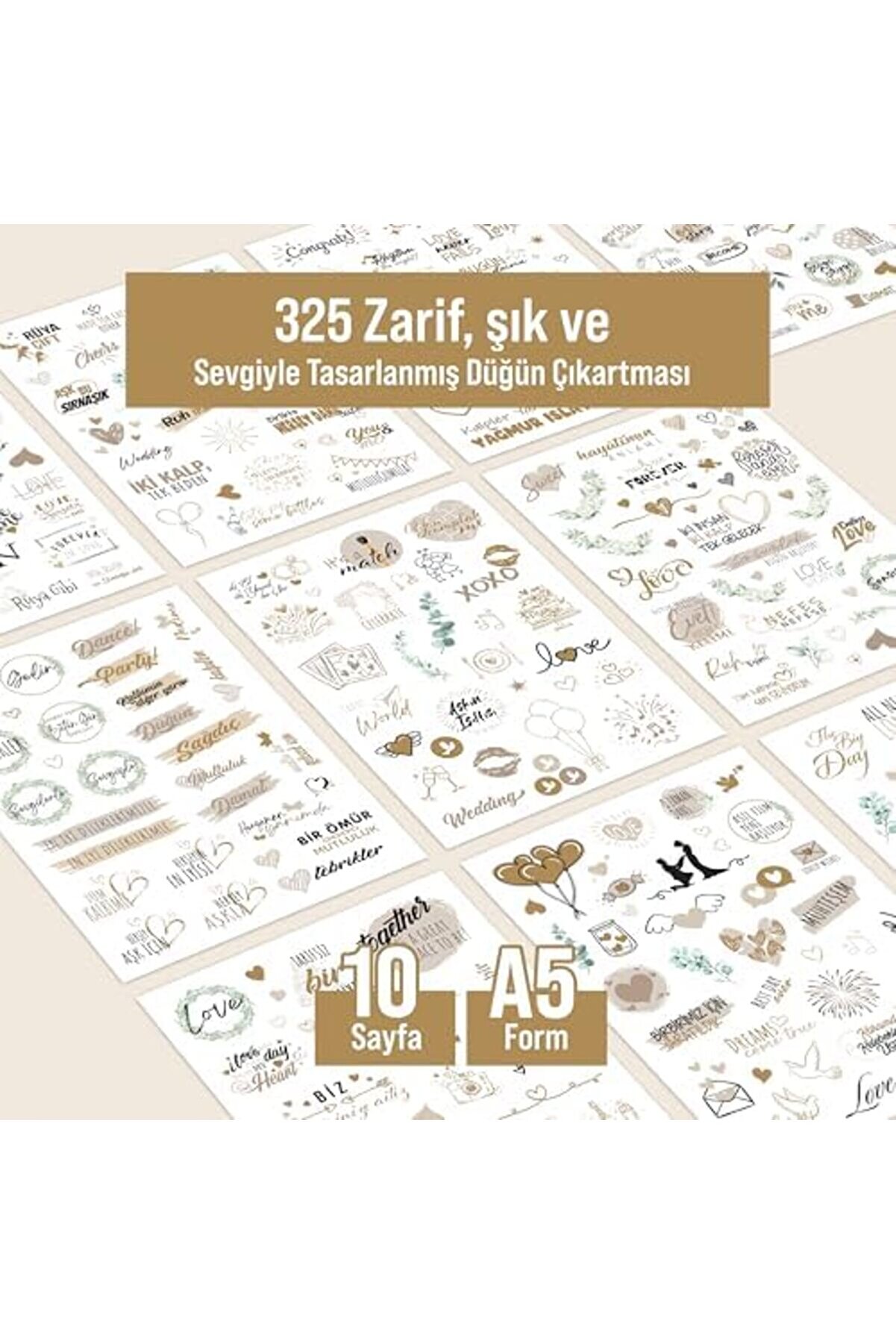 Modashi̇ne Düğün Seti̇, 325 Adet Çıkartma, Mi̇safi̇r, Konuk Defteri̇ Veya Fotoğraf Albumü İçi̇n Sevgi̇ Tema