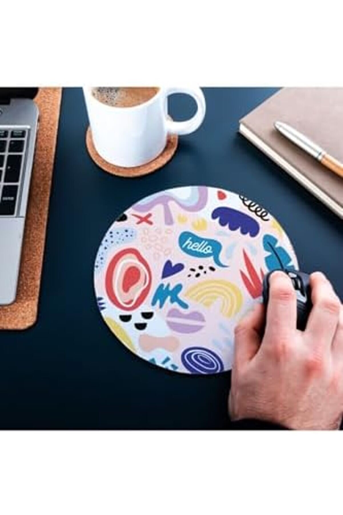 Modashi̇ne Mi̇ni̇mal Renkli̇ Tasarımlı Yuvarlak Mousepad - Mouse Pad - Fare Altlığı Modascope 1014773